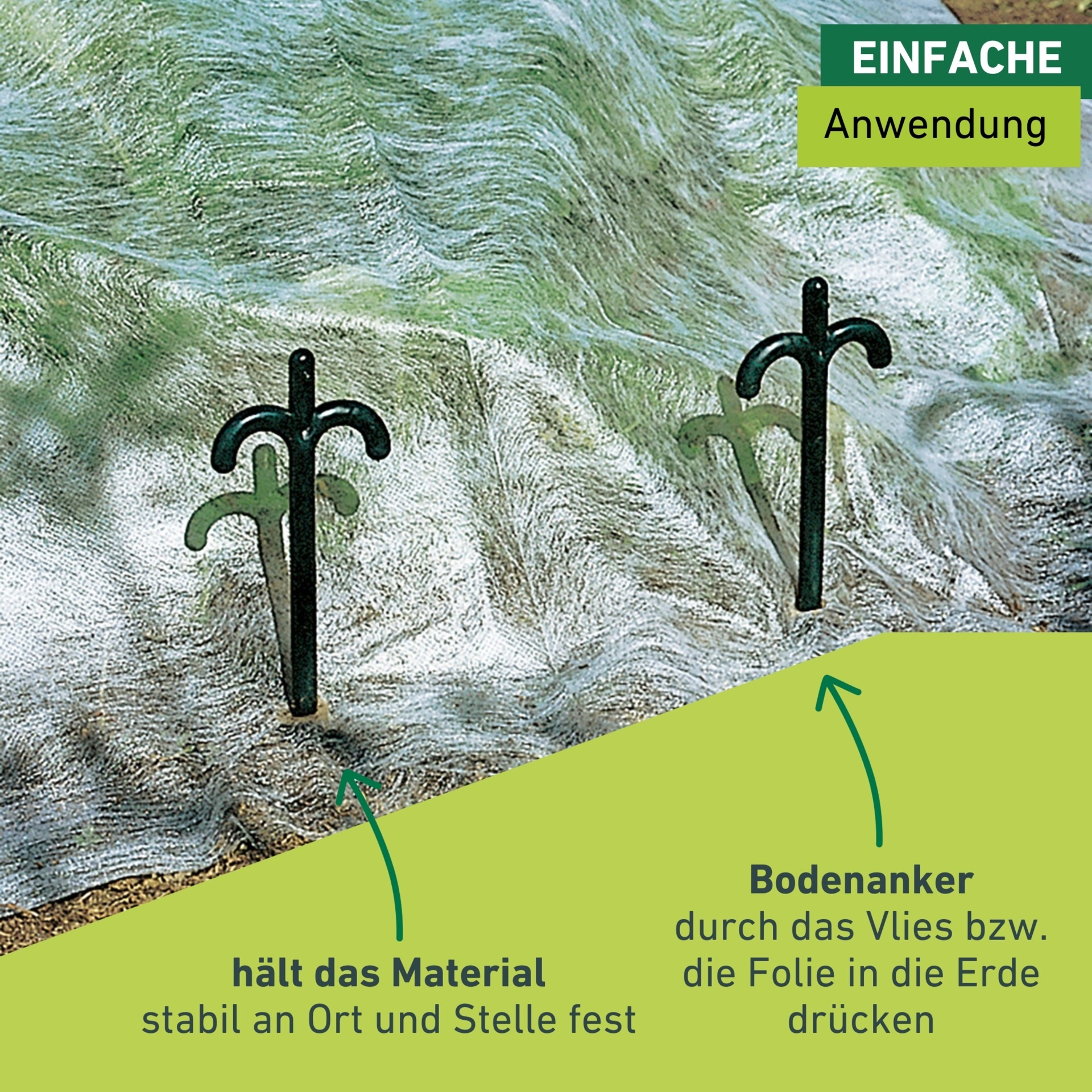 Windhager Gartenvlies »Vielzweckstäbe universell einsetzbar, 10 Stk.« Packung, 10 Stk. tlg. Erdspieß für Folien und Vlies, 25 cm, grün
