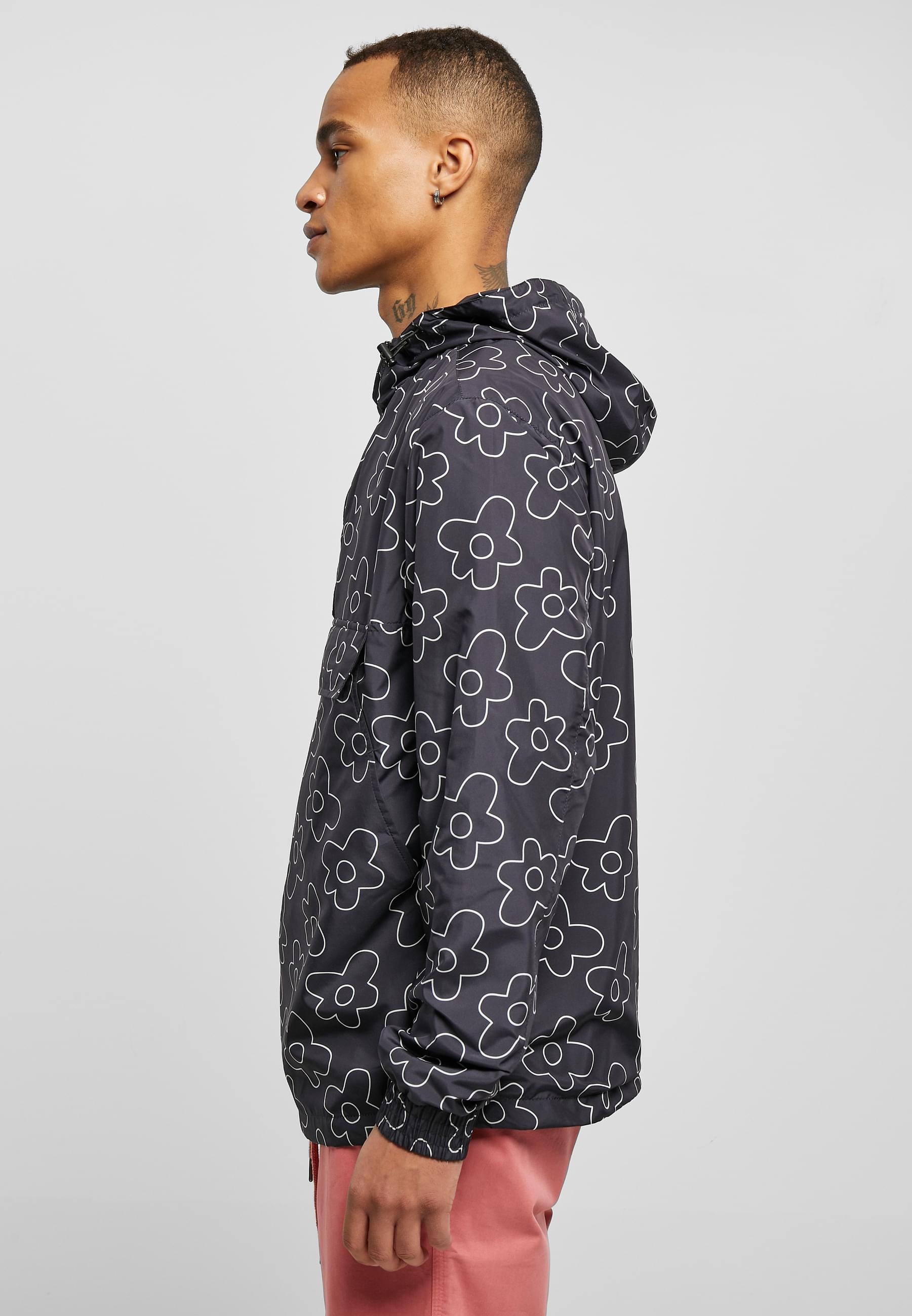 URBAN CLASSICS Windbreaker »Urban Classics Herren Flower AOP Pull Over Jacket« 1 Stk. tlg. mit Kapuze