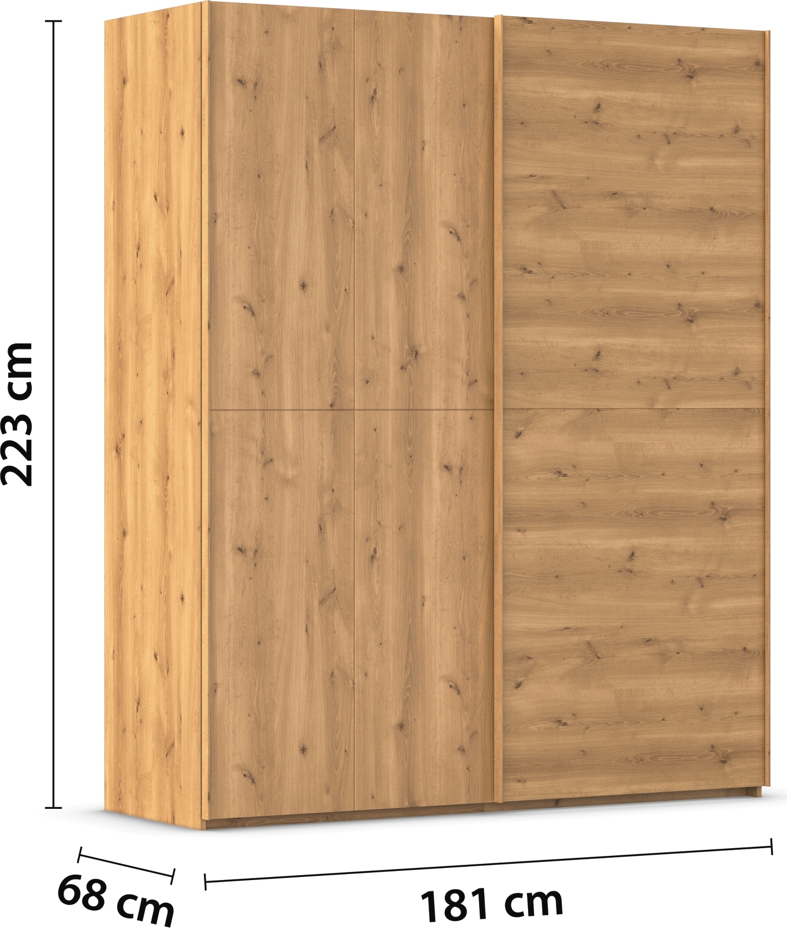 rauch Schwebetürenschrank »Kleiderschrank Schrank Garderobe Schlafzimmerschrank SCALE-WOOD« senkrecht geteilte Türen in robuster massiver Asteiche MADE IN GERMANY