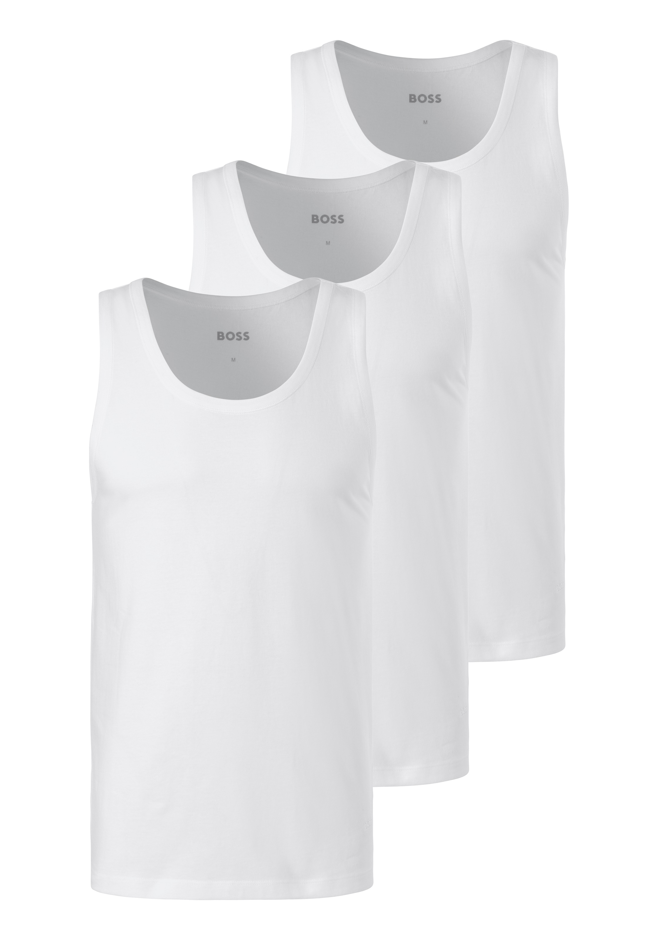 BOSS Unterhemd »Tank Top 3P CO«, (Packung, 3 St.), mit Rippbündchen