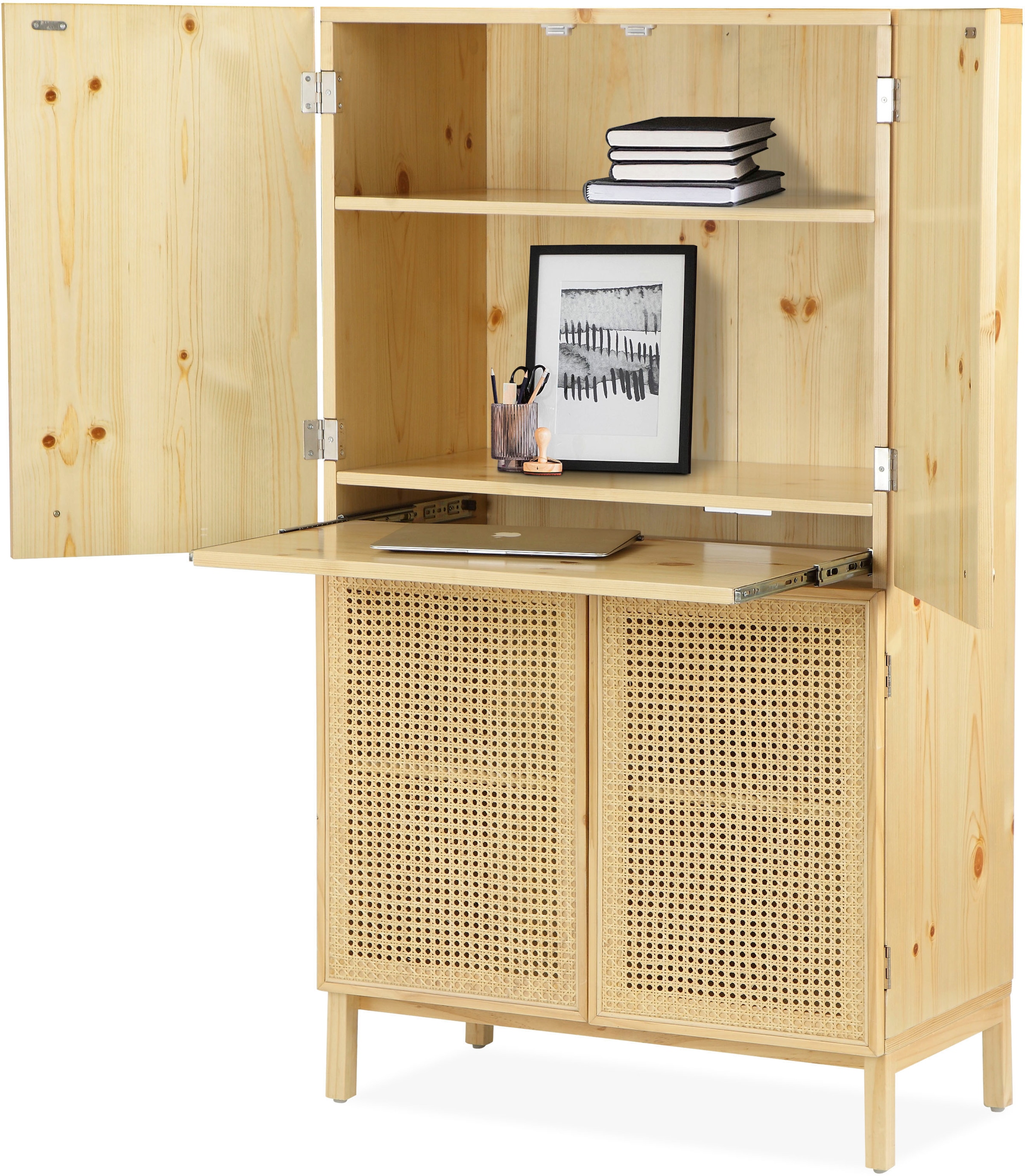 andas Highboard »Gatwick«, ausziehbare Schreibtischplatte, Massivholz, Design by Morten Georgsen