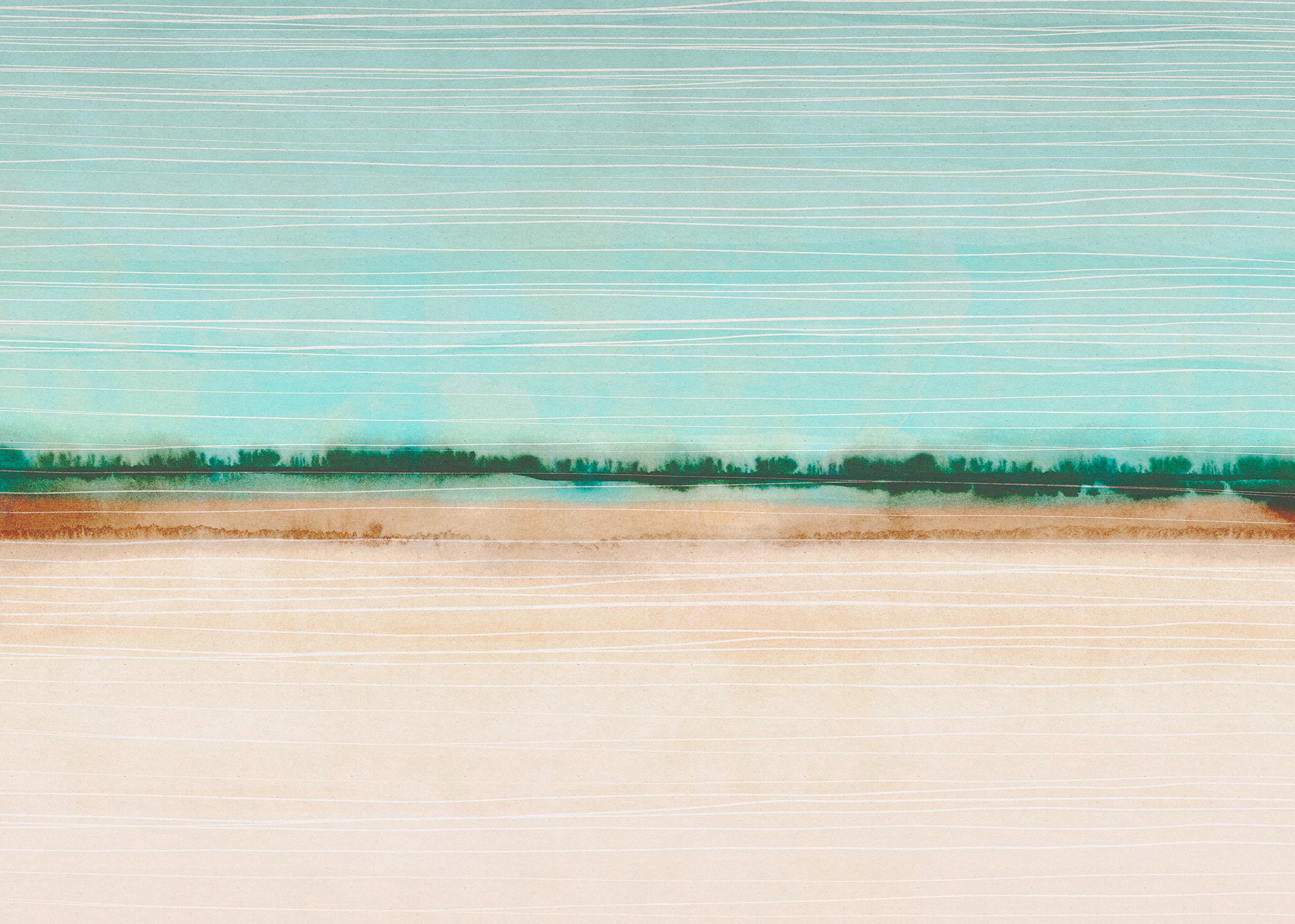 KOMAR Vliestapete »Digitaldruck Vlies - Drift - Größe 350 x 250 cm« bedruckt glatt Wohnzimmer, Schlafzimmer türkis/braun B/L: 350 m m x 250 m m