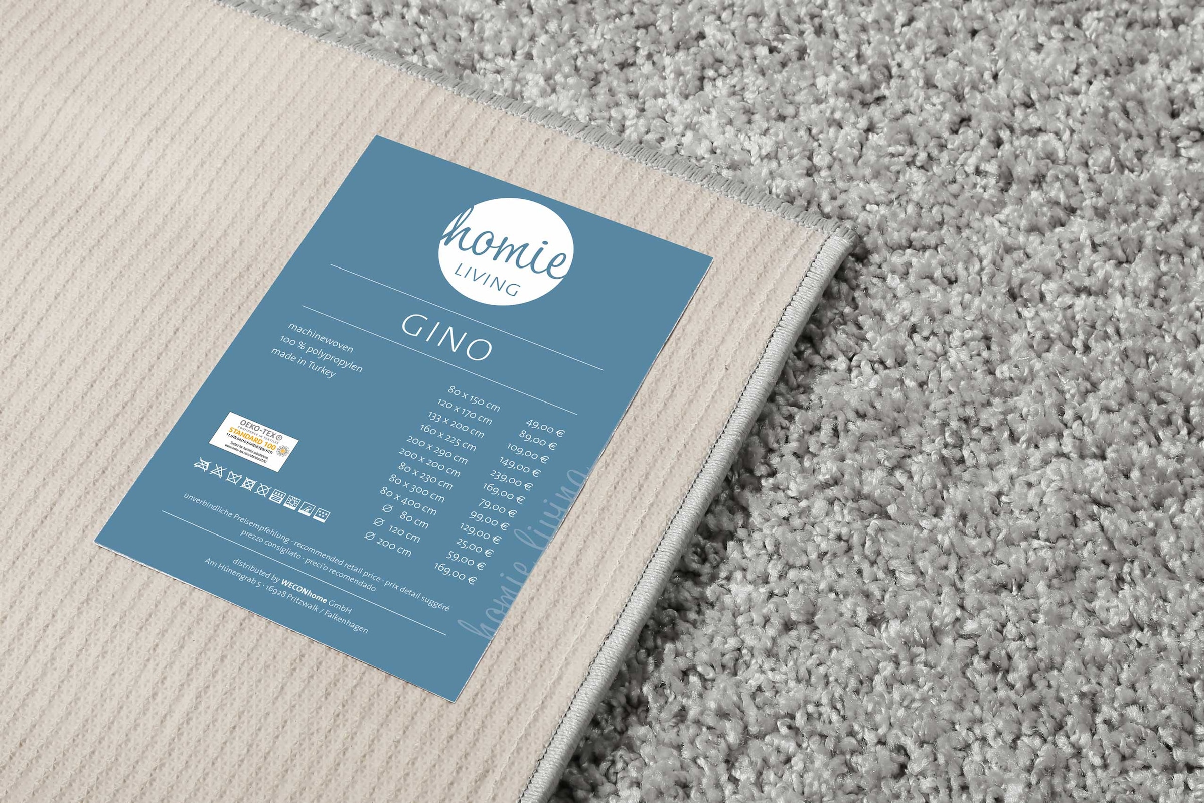 Homie Living »Gino« rechteckig 30 mm Höhe Hochflor, gewebt, weich, uni, Wohnzimmer, Schlafzimmer, waschbar