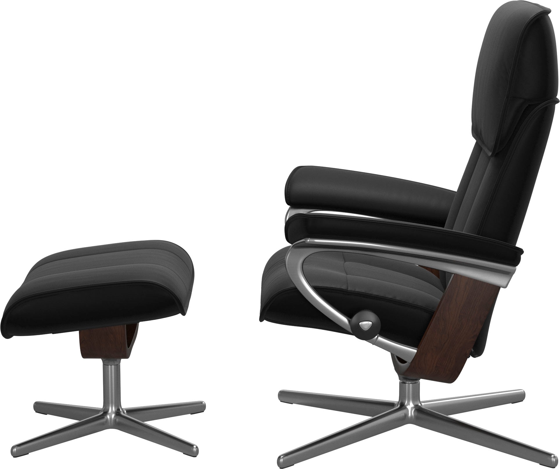Stressless® Relaxsessel »Admiral«, (Set, Relaxsessel inkl. Hocker), mit Cross Base, Größe M & L, Holzakzent Braun