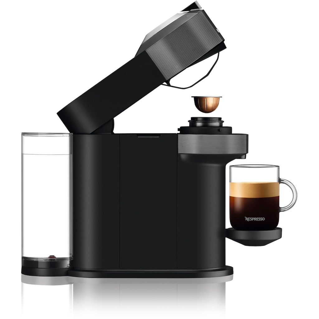 Nespresso Kapselmaschine »Vertuo Next ENV 120.GY von DeLonghi, Dark Grey«, inkl. Aeroccino Milchaufschäumer im Wert von 75,- UVP, 54% aus recyceltem Material