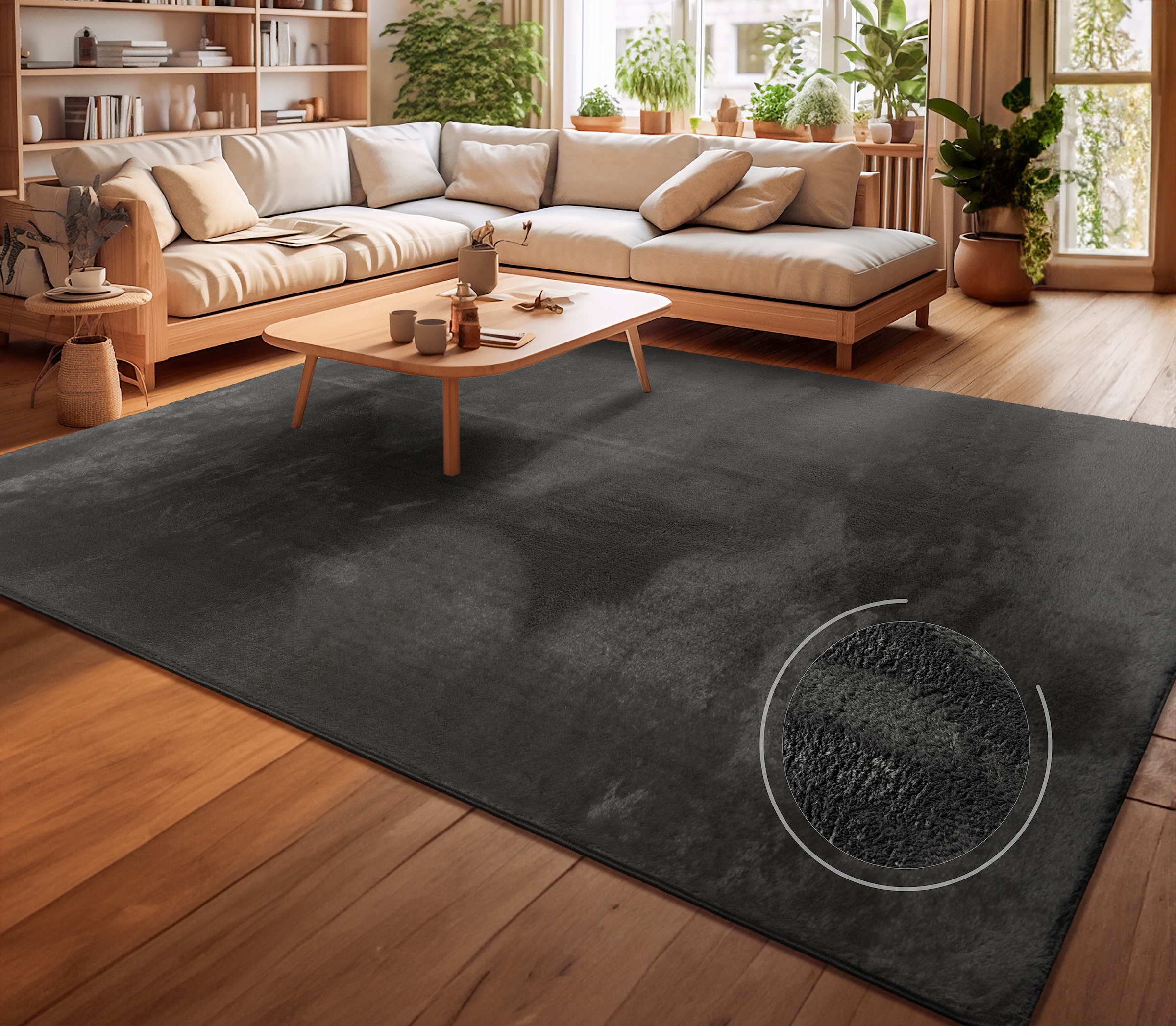 my home Teppich »Andeer« rechteckig 14 mm Höhe Kurzflor, Uni Farben, weich günstig online kaufen