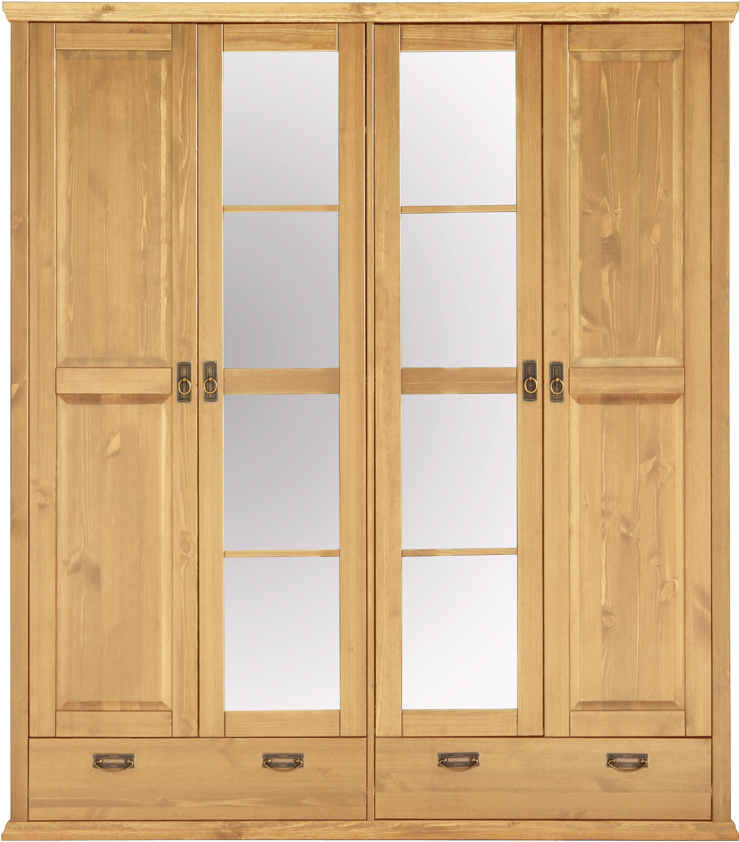 Home affaire Kleiderschrank »Madrid«, (3 Breiten: 90/164/245 cm H/T ca.190/59 cm), aus massiver Kiefer, in 3 Breiten mit Spiegeltüren