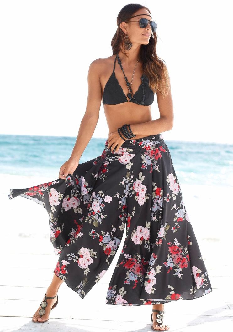 LASCANA Hosenrock, mit Blumenprint, Culotte, extraweites Bein