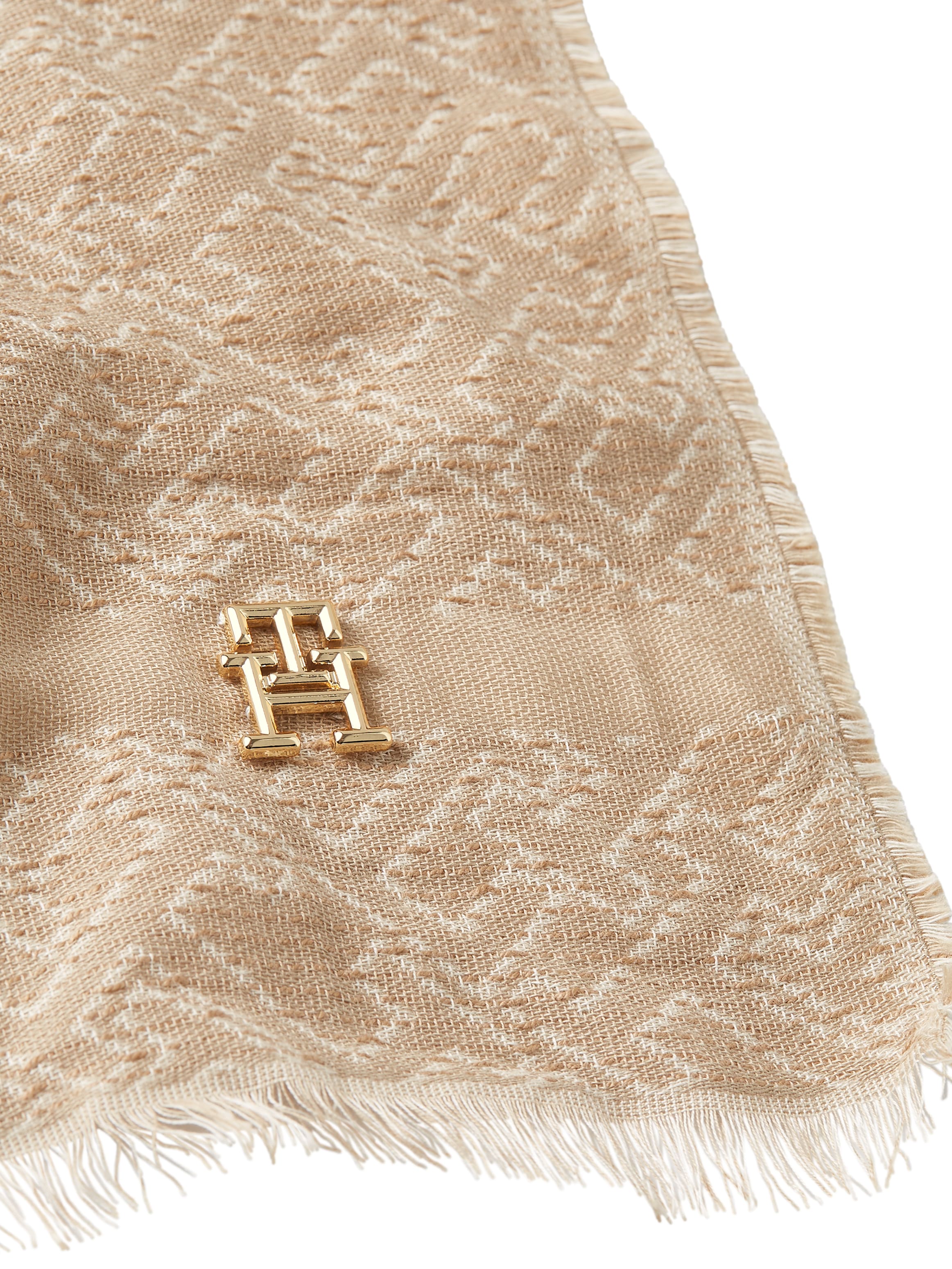 Tommy Hilfiger Schal »TH MONOGRAM SCARF«, Monogramprint, Markenlogoemblem aus Metall