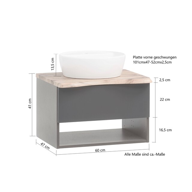 HELD MÖBEL Badmöbel-Set »Stubach«, (2 St., Spiegelschrank und Waschtisch),  Abdeckplatte mit Baumkante auf Raten kaufen