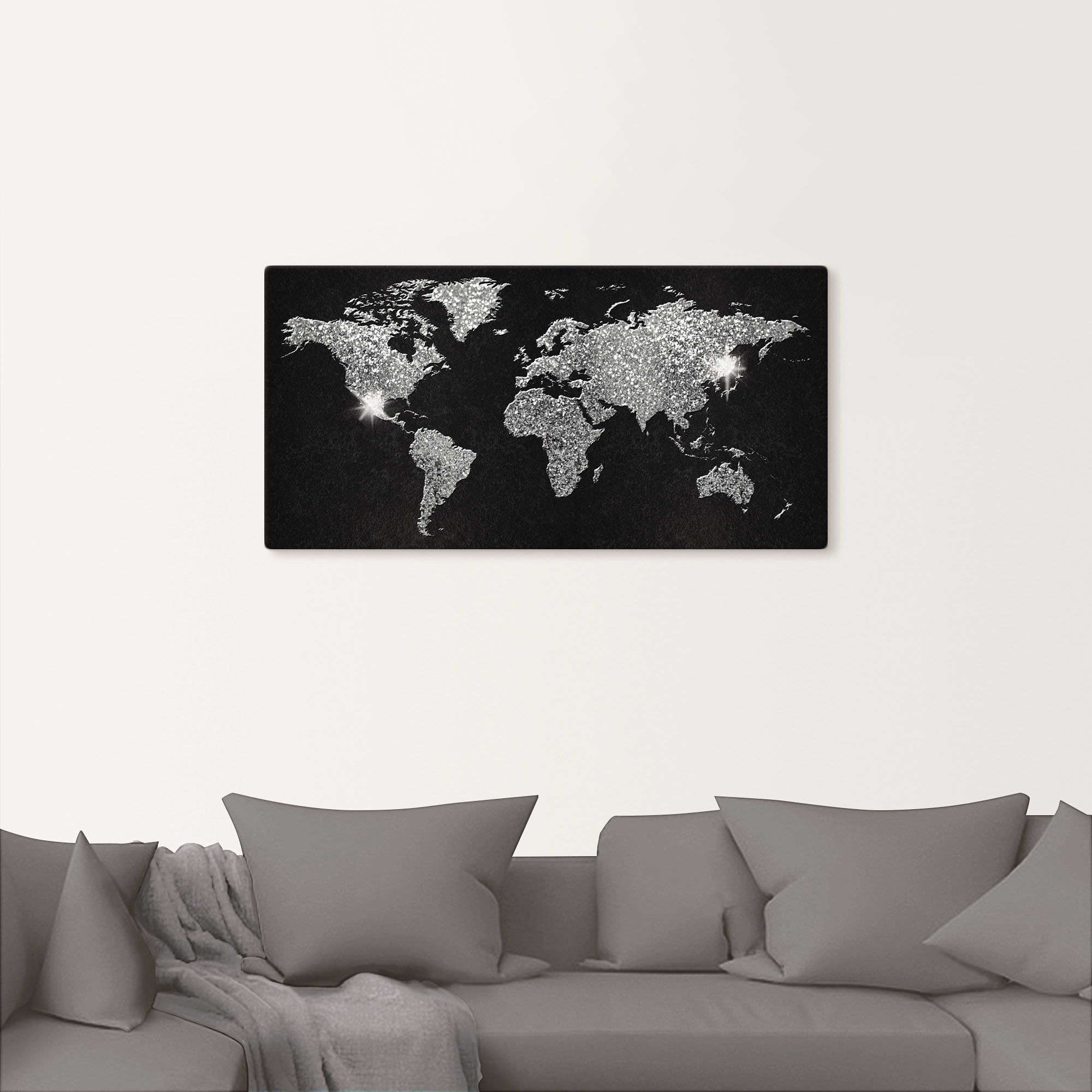 Artland Wandbild »Weltkarte Glitzer«, Land- & Weltkarten, (1 St.), als Alubild, Outdoorbild, Leinwandbild, Poster, Wandaufkleber