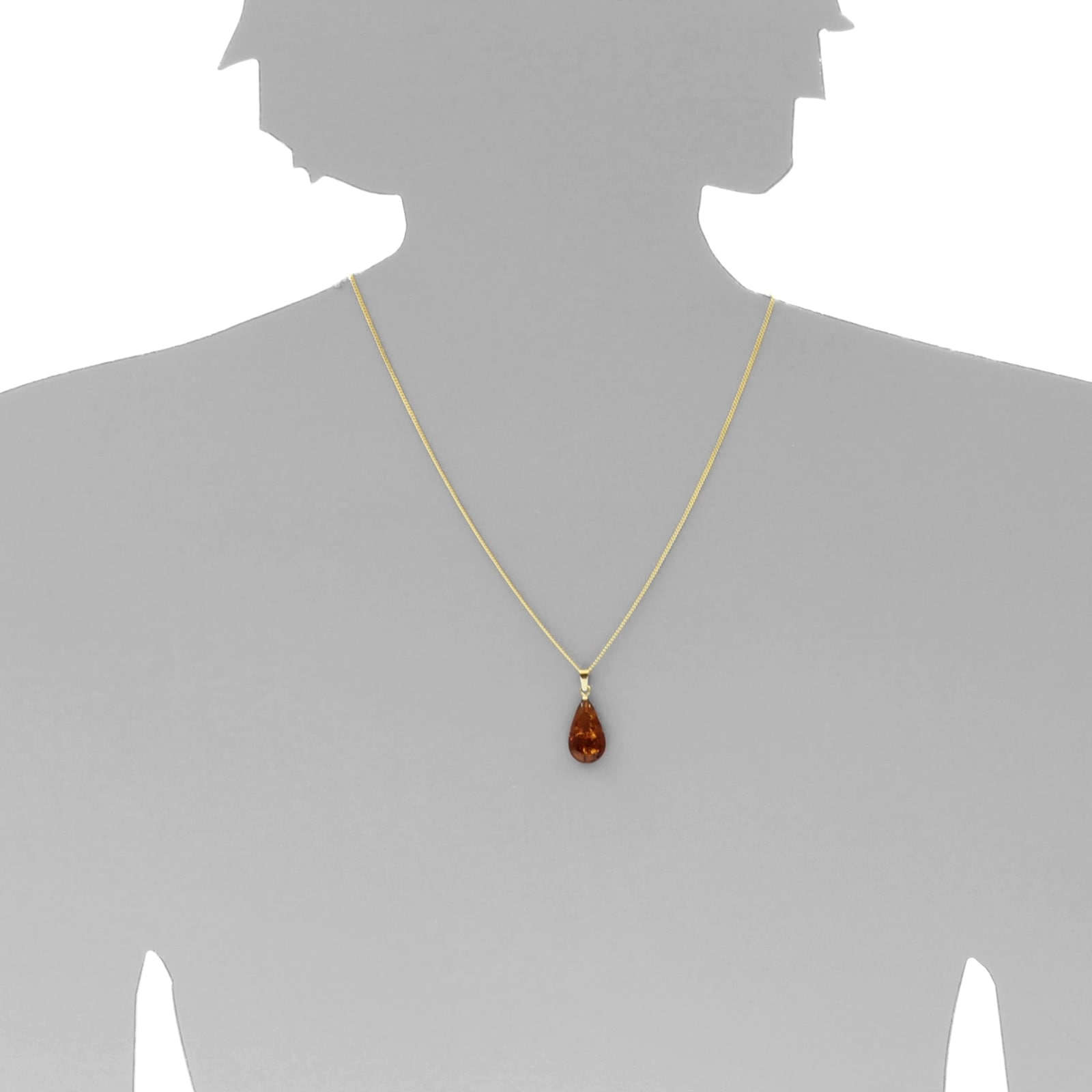 OSTSEE-SCHMUCK Kette mit Anhänger »Ostsee-Schmuck Kette mit Anhänger Tropfen flach, ca. 17 mm lang«, (2 tlg.)