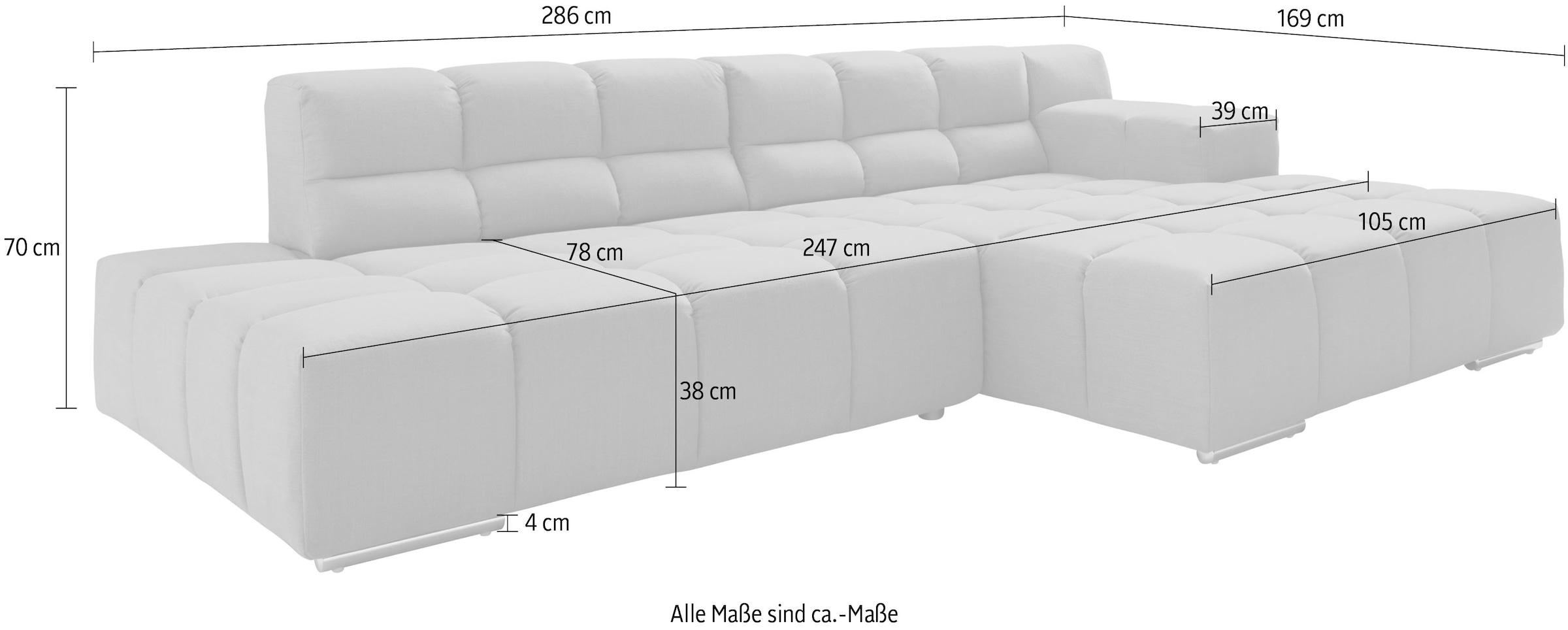 designwerk Ecksofa »Temple L-Form, tolles Designsofa«, mit Sitztiefenverstellung