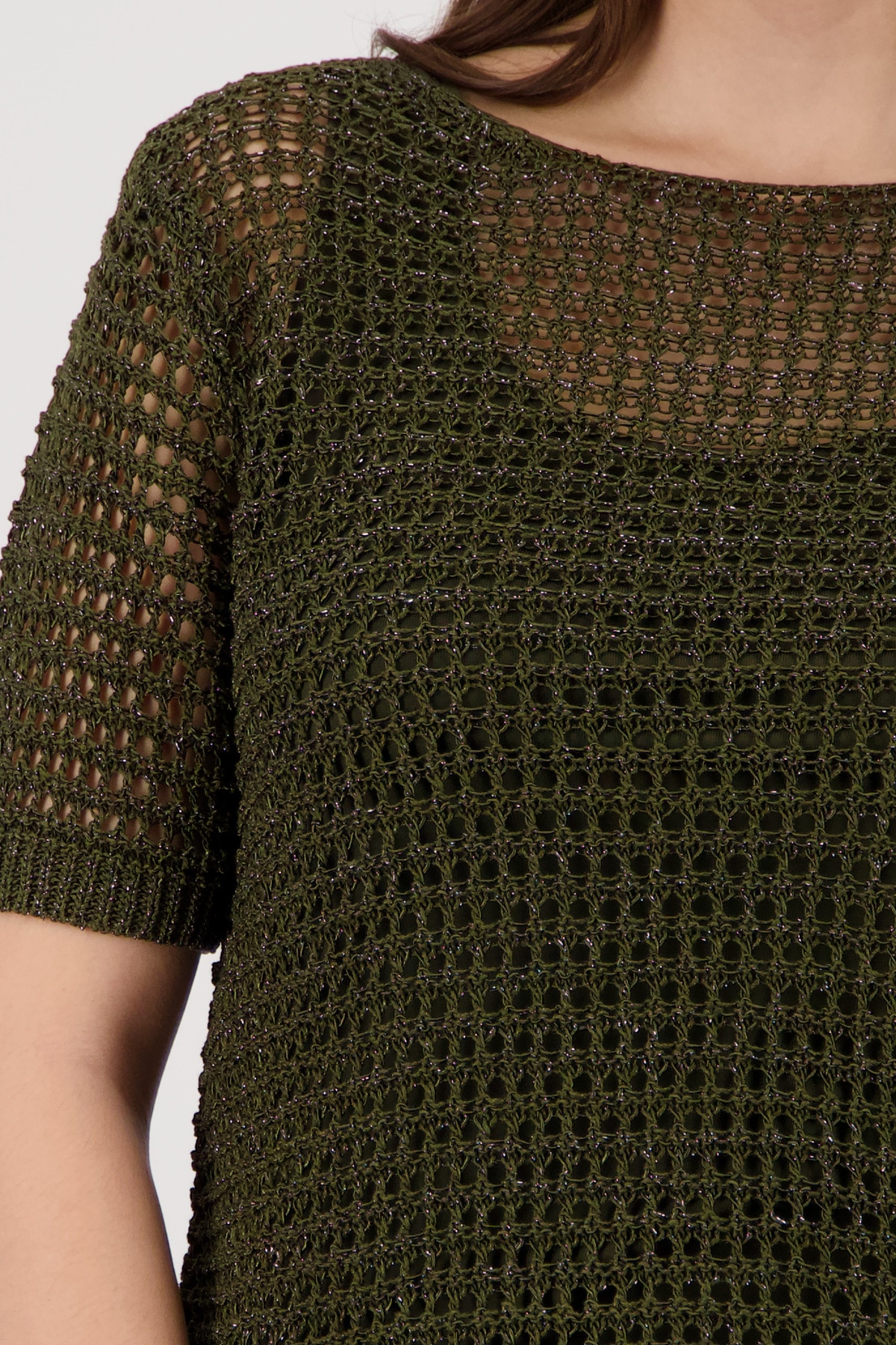 Monari Strickpullover »Pullover Glanzbändchen« Regular fit mit Ajour-Strick