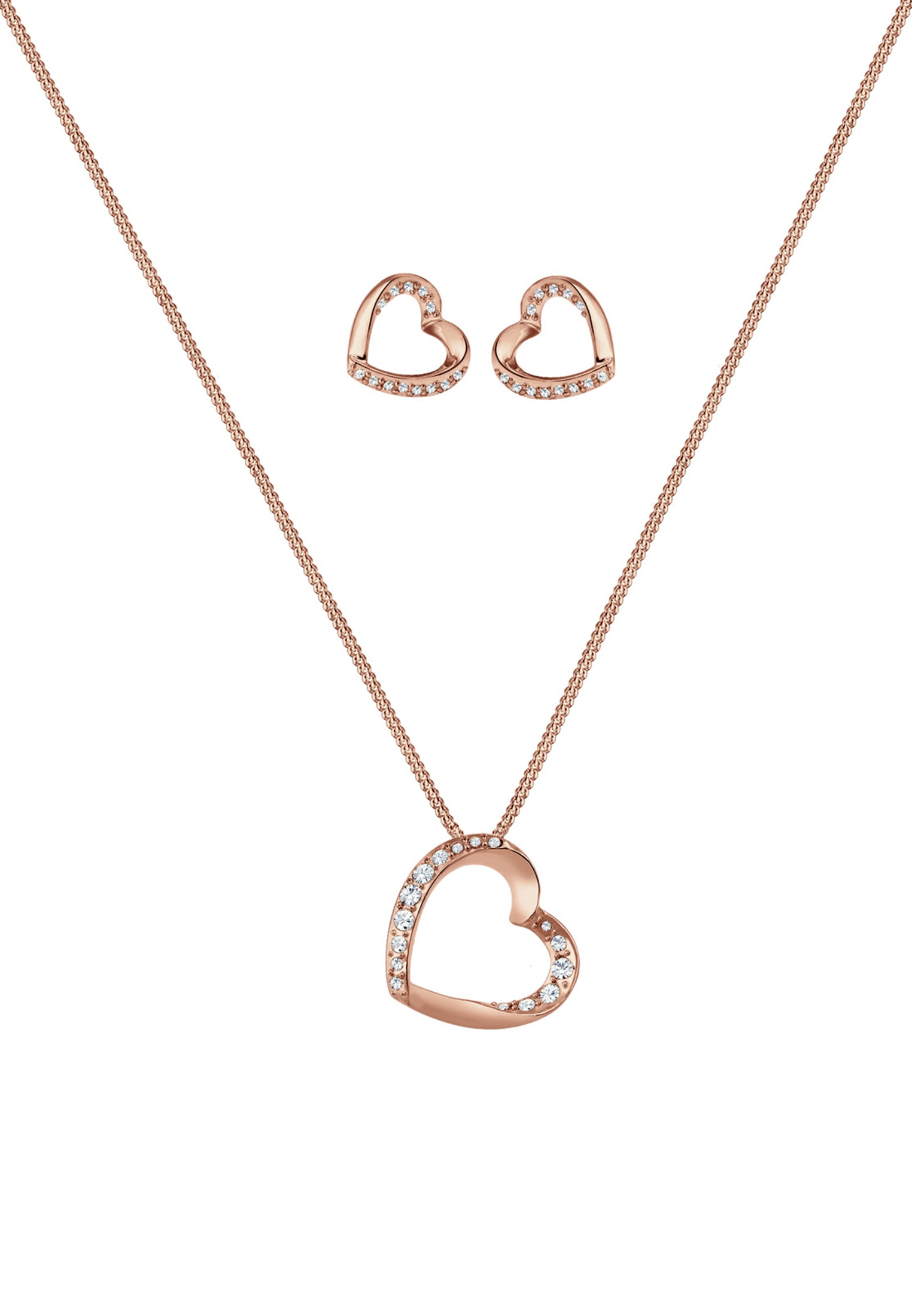 Elli Premium Schmuckset »Herz Verbundenheit Kristalle Silber«