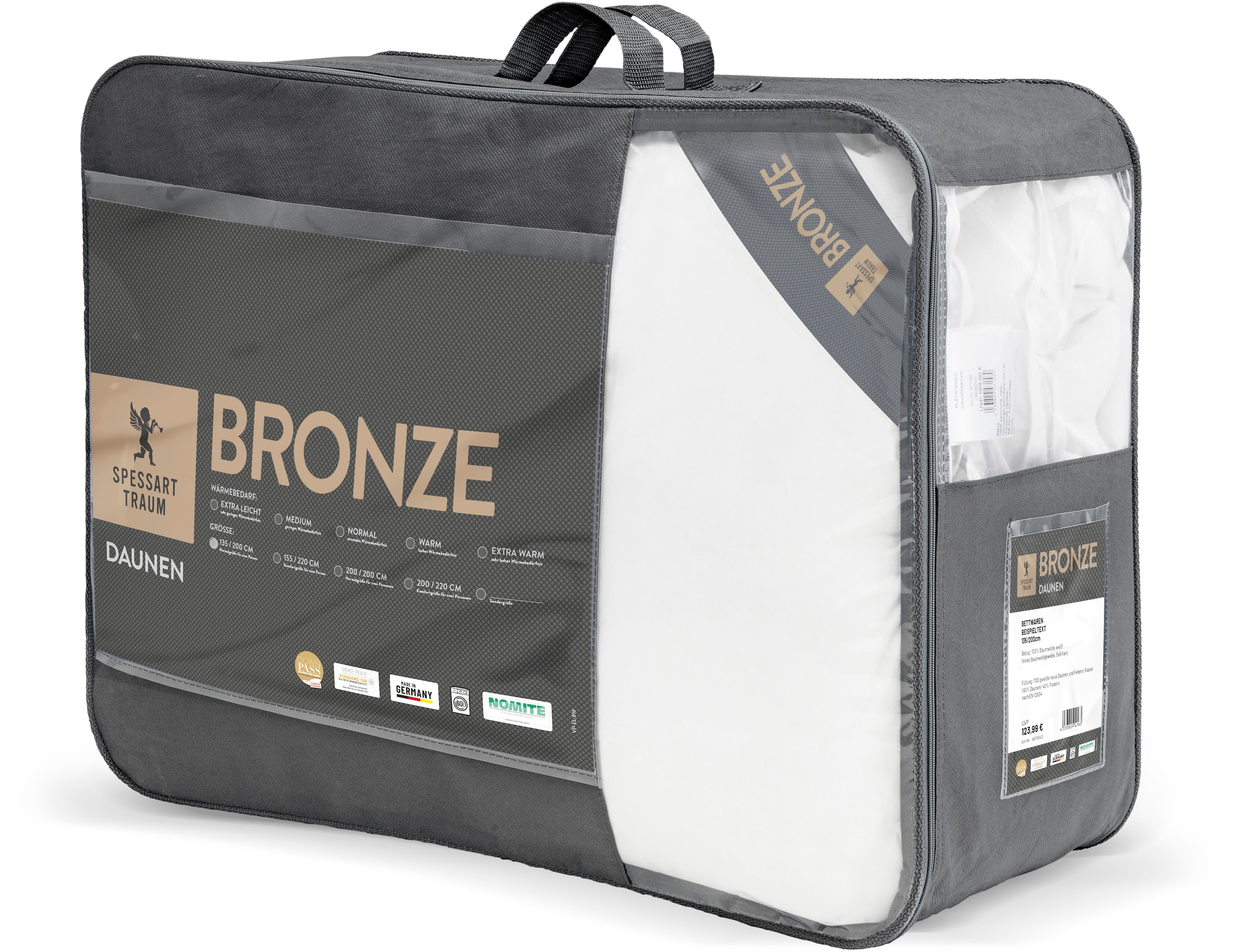 SPESSARTTRAUM Daunenbettdecke »Bronze«, leicht, Füllung 90% Daunen, 10% Federn, Bezug 100% Baumwolle, (1 St.), hergestellt in Deutschland, allergikerfreundlich