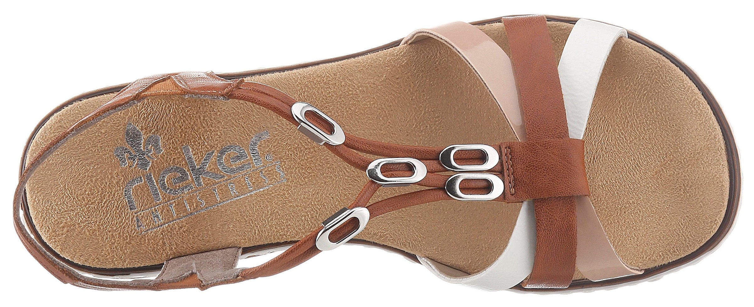 Rieker Riemchensandale  , Sommerschuh, Sandalette, Keilabsatz, mit Accessoires verziert