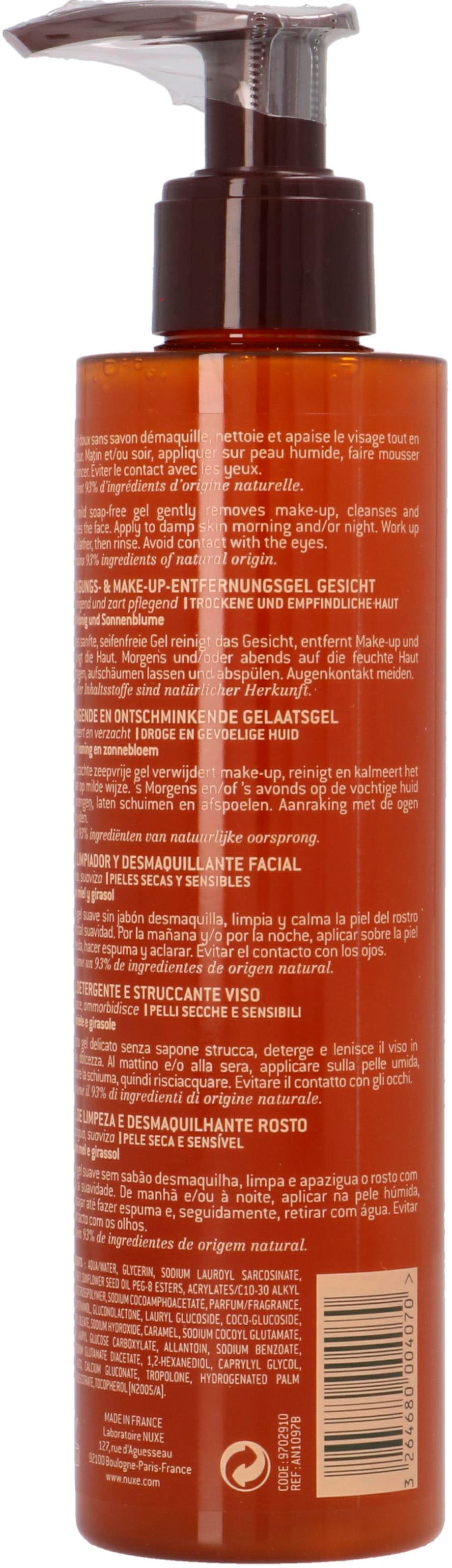 Nuxe Gesichtsreinigungsgel »Rêve De Miel Face Cleansing And Make-Up Removing Gel«, Seifenfrei, trocknet die Haut nicht aus, für empfindliche Haut.