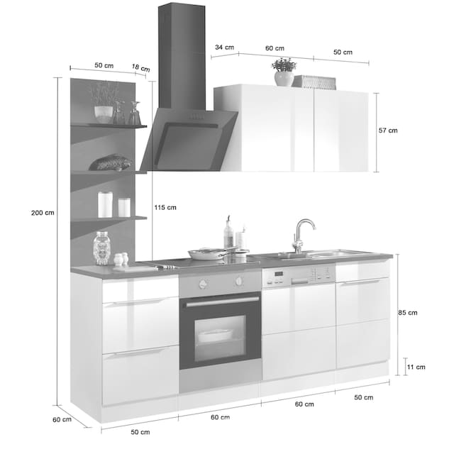 HELD MÖBEL Küchenzeile »Brindisi«, mit E-Geräten, Breite 220 cm auf Raten  kaufen