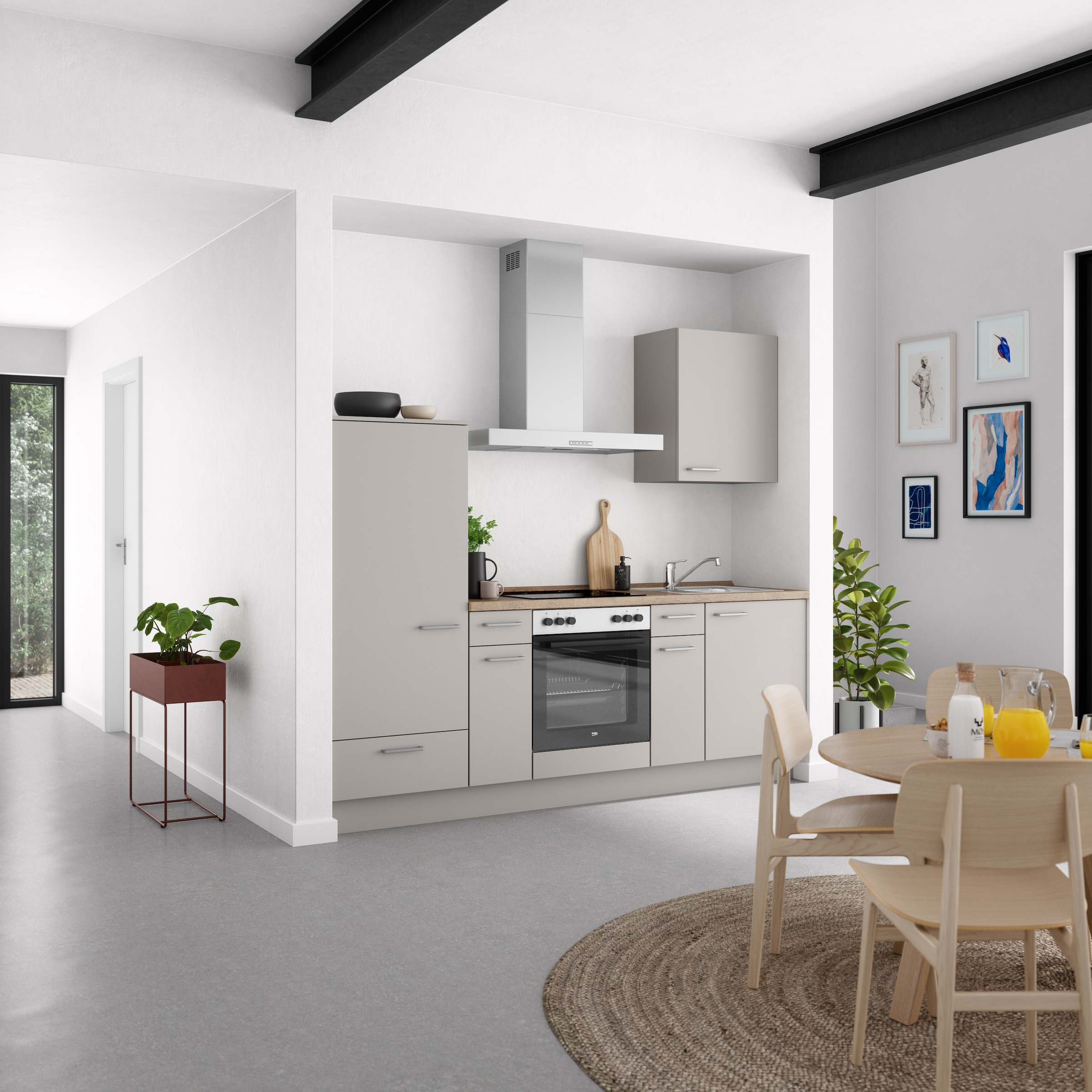 nobilia® Küchenzeile »"Touch I", NEU: individuell anpassbar mit gratis Profi-Beratung« vormontiert, Breite 240 cm, Ausrichtung wählbar, wahlw. mit E-Geräten