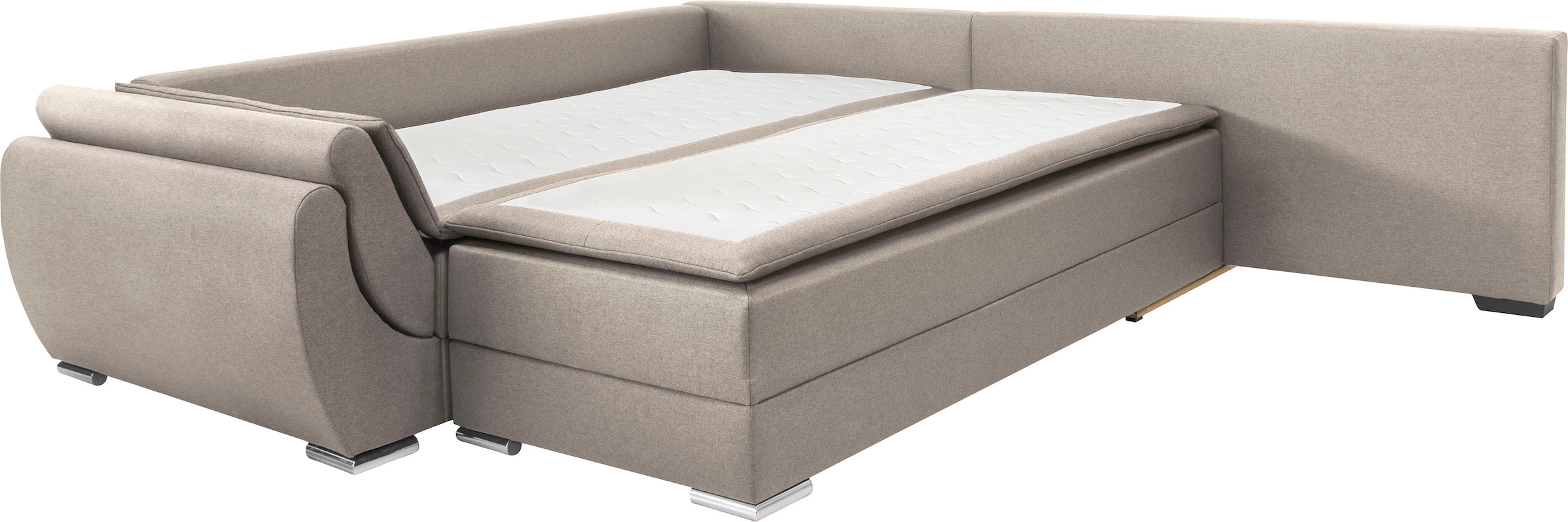 INOSIGN Ecksofa »Göteborg«, mit Boxspring-Bettfunktion und Bettkasten, Dauerschlaffunktion, Topper