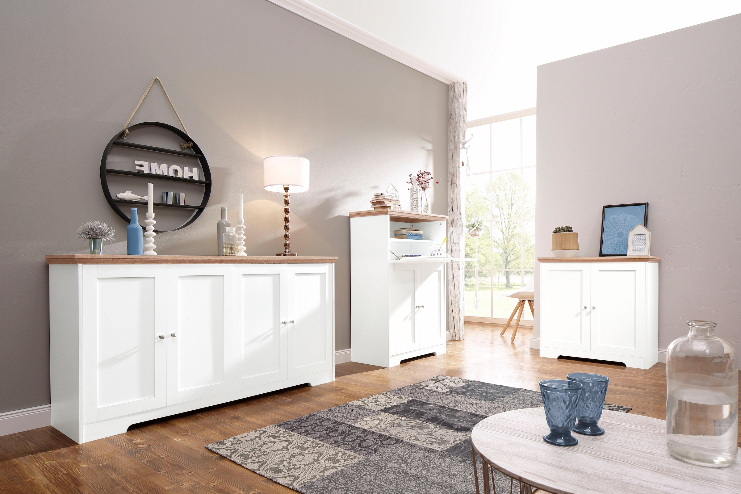 Home affaire Sideboard »Nanna«, Kommode mit einer Folien Oberfläche in Eiche-Optik, Breite 80 cm