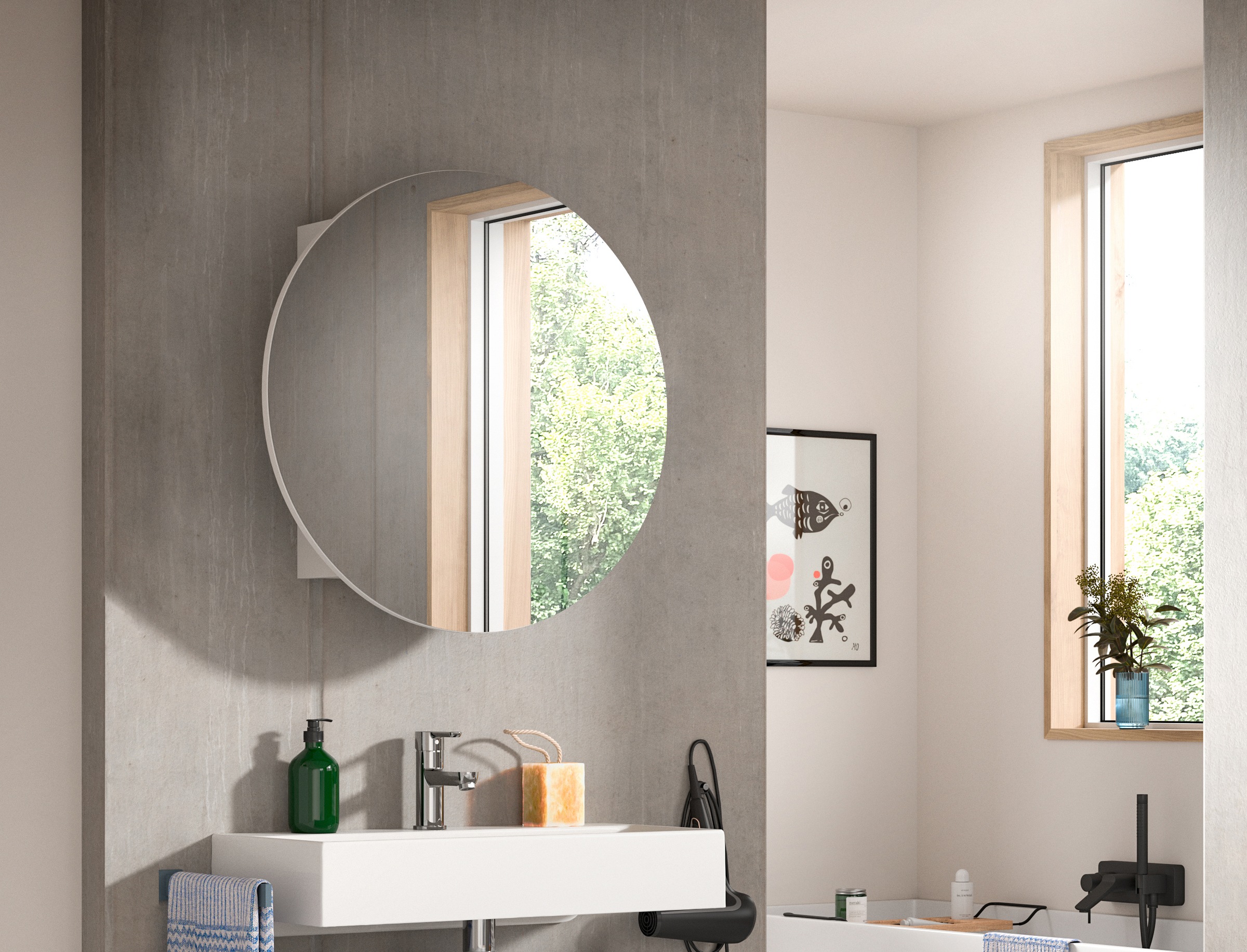 welltime Spiegelschrank »Litica, rund Ø 70cm, 1 Spiegeltür, 2 Einlegeböden« günstig online kaufen