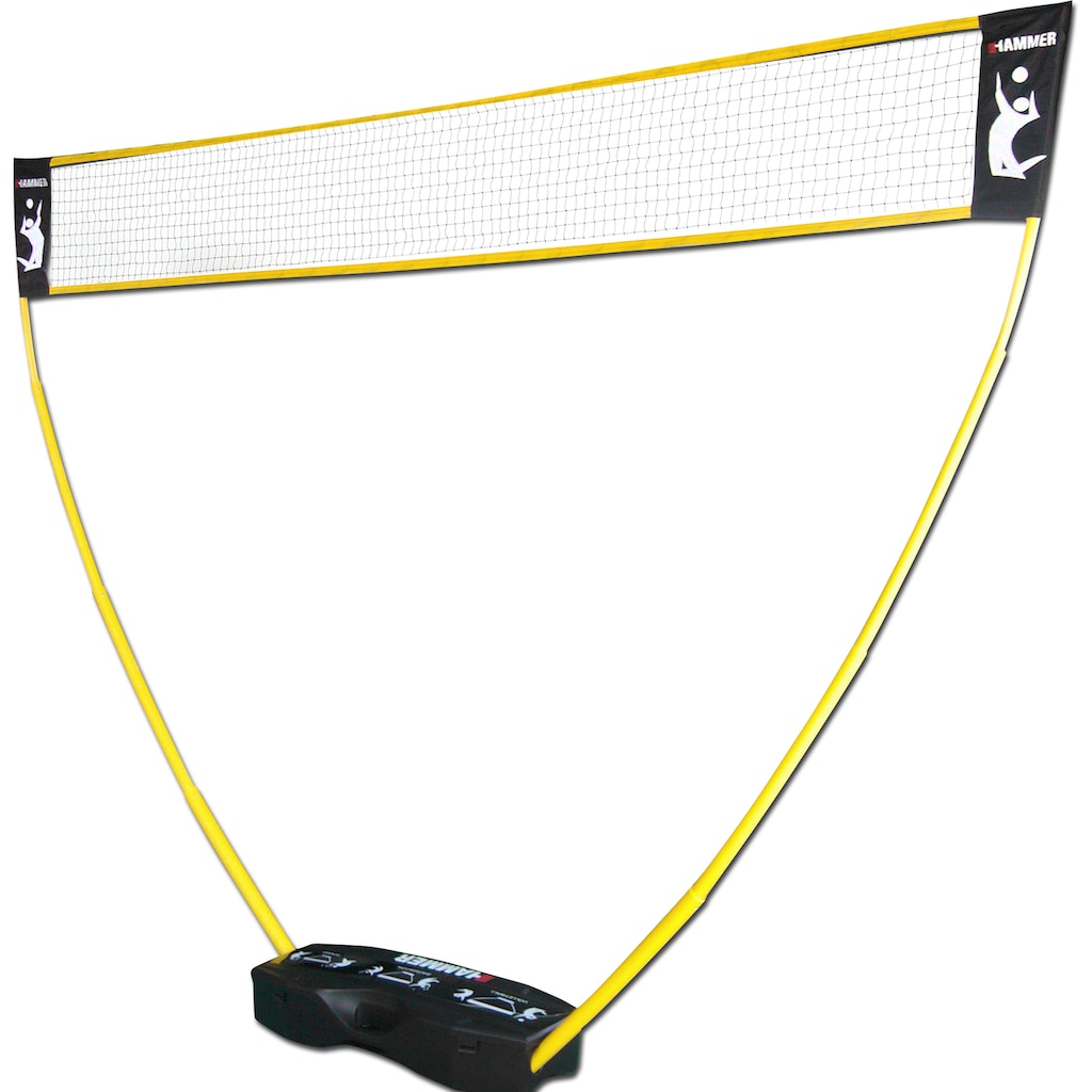 Hammer Tennisnetz, (Tragekoffer, Netze, Teleskop Netzpfosten, Bodenanker), 3in1 Netz-Set für Badminton, Tennis und Volleyball