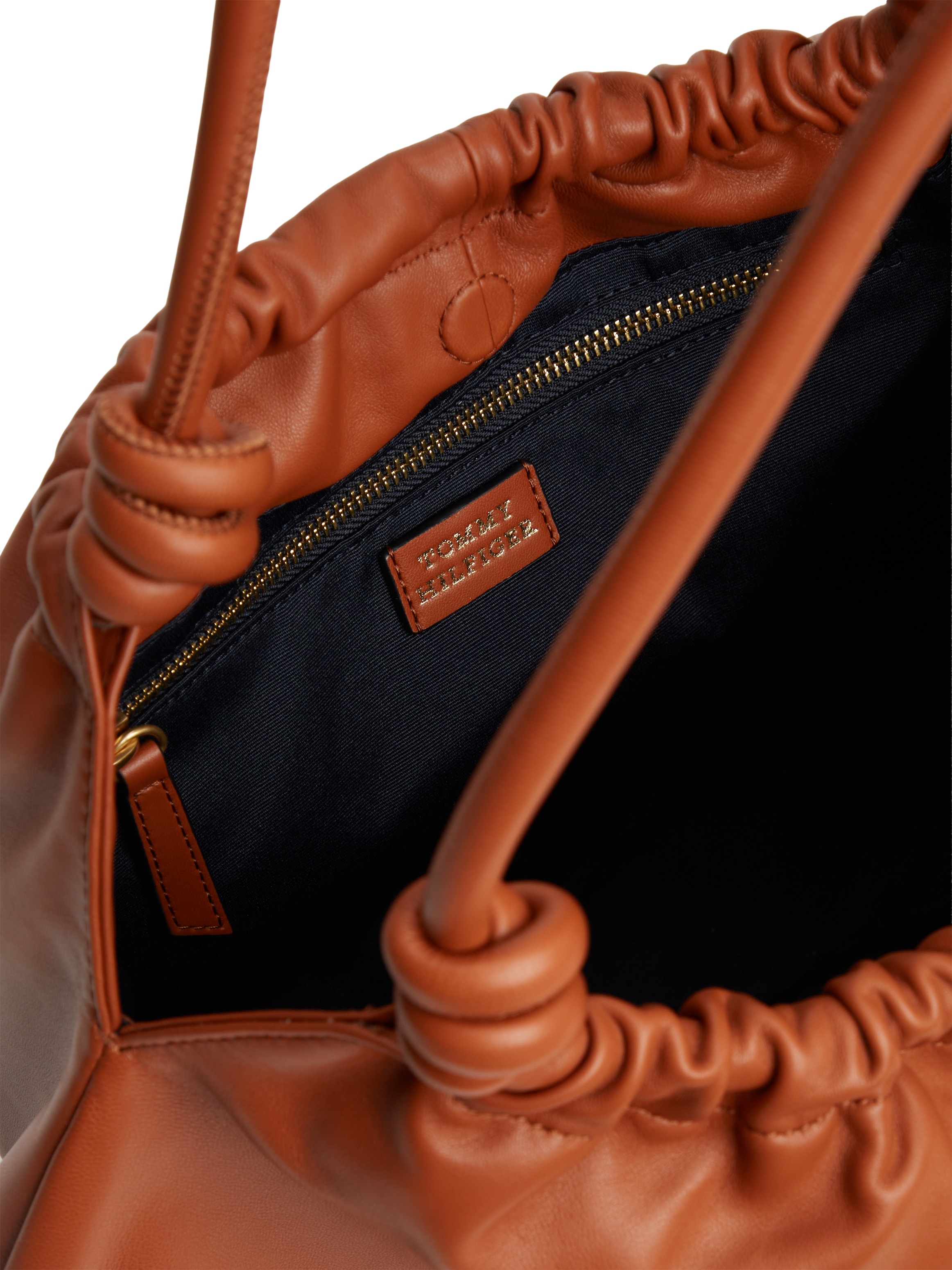 Tommy Hilfiger Hobo »TH SOFT LEATHER HOBO« Damen Handtasche, Schultertasche, Umhängetasche mit goldfarbenem Logo