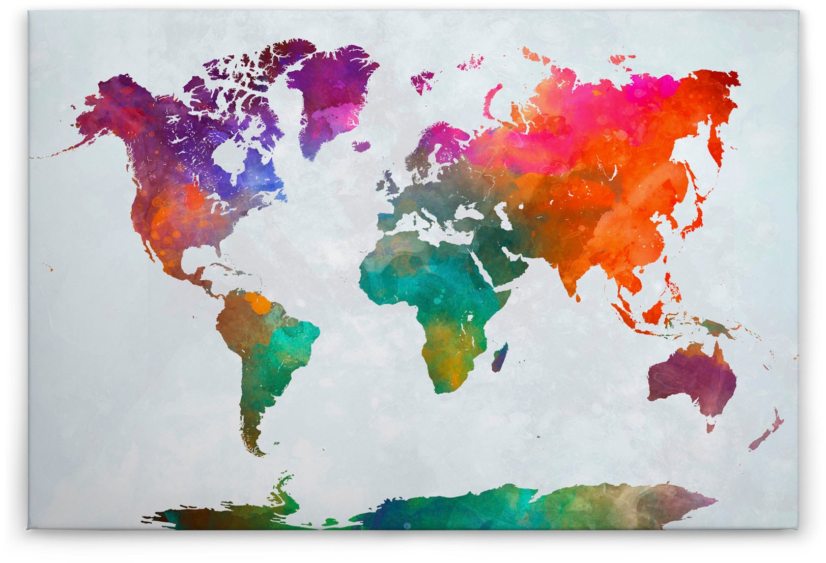 Bricoflor Wandbild Mit Weltkarte Bunt Wasserfarben Leinwand Bild Ideal Für günstig online kaufen
