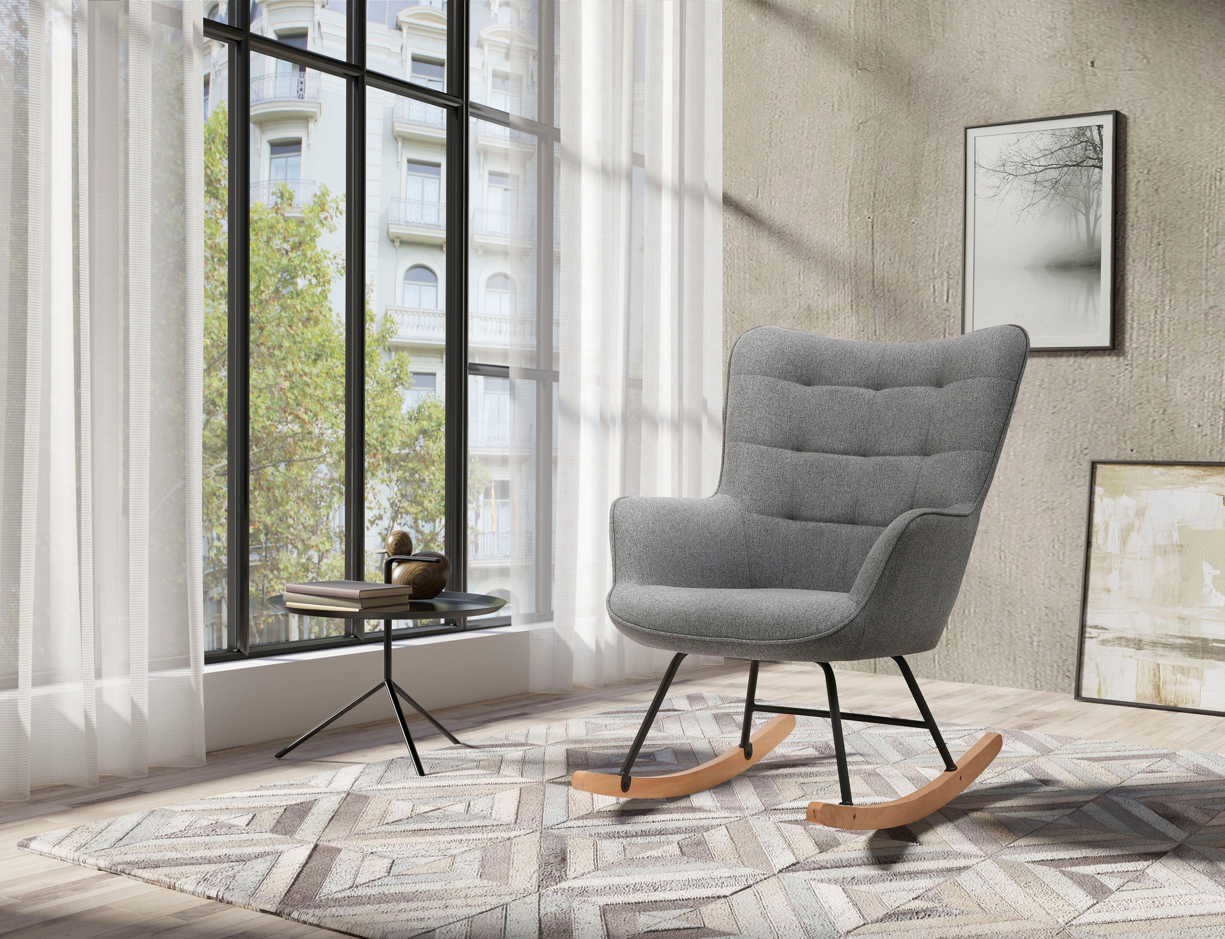 byLIVING Schaukelstuhl »Richie«, 1 St., moderne Metallbeine mit Holzkufe, i günstig online kaufen