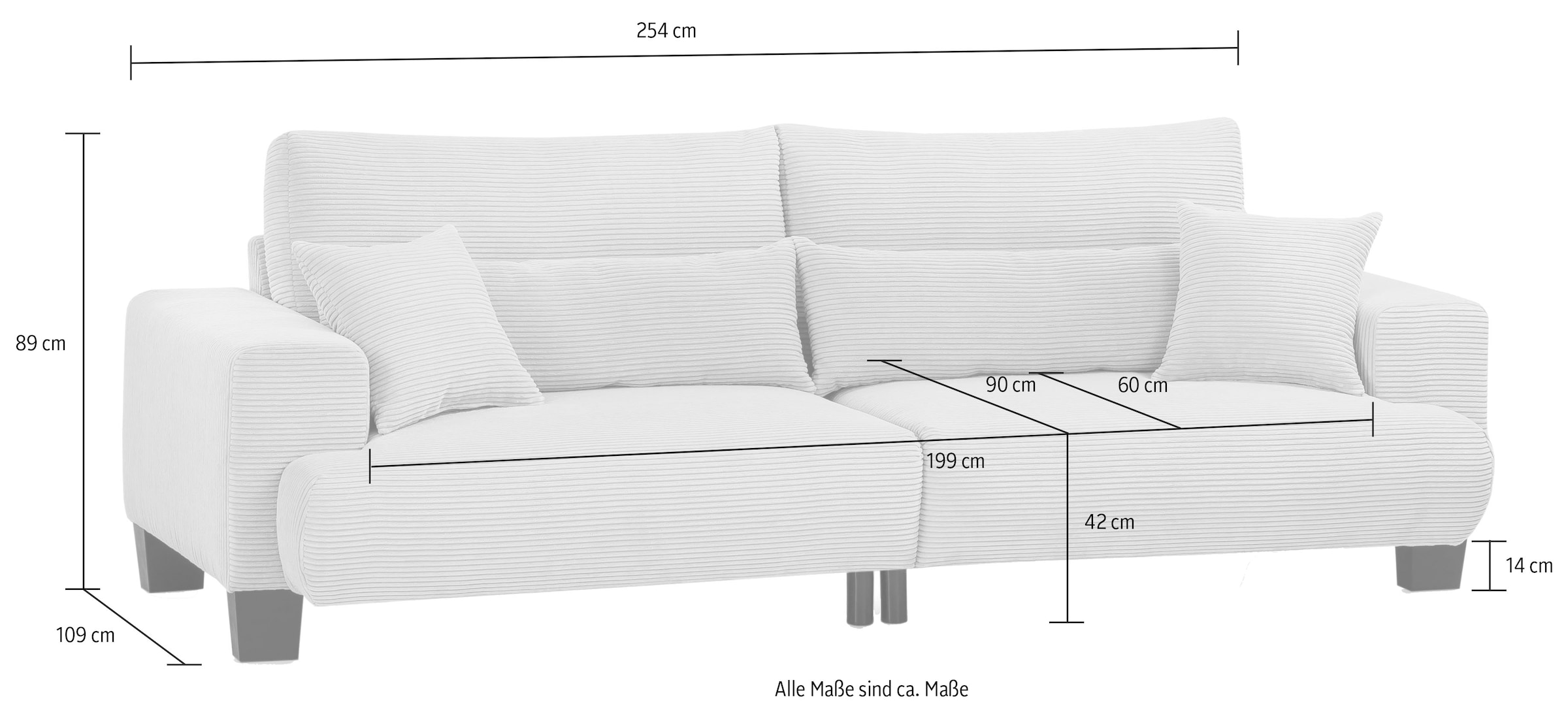 exxpo - sofa fashion Big-Sofa »Big Ayo, Megasofa, toller Sitzkomfort, modern & zeitlos, Cord Bezug«, inkl. loser Rücken- und Zierkissen, frei im Raum stellbar, navy