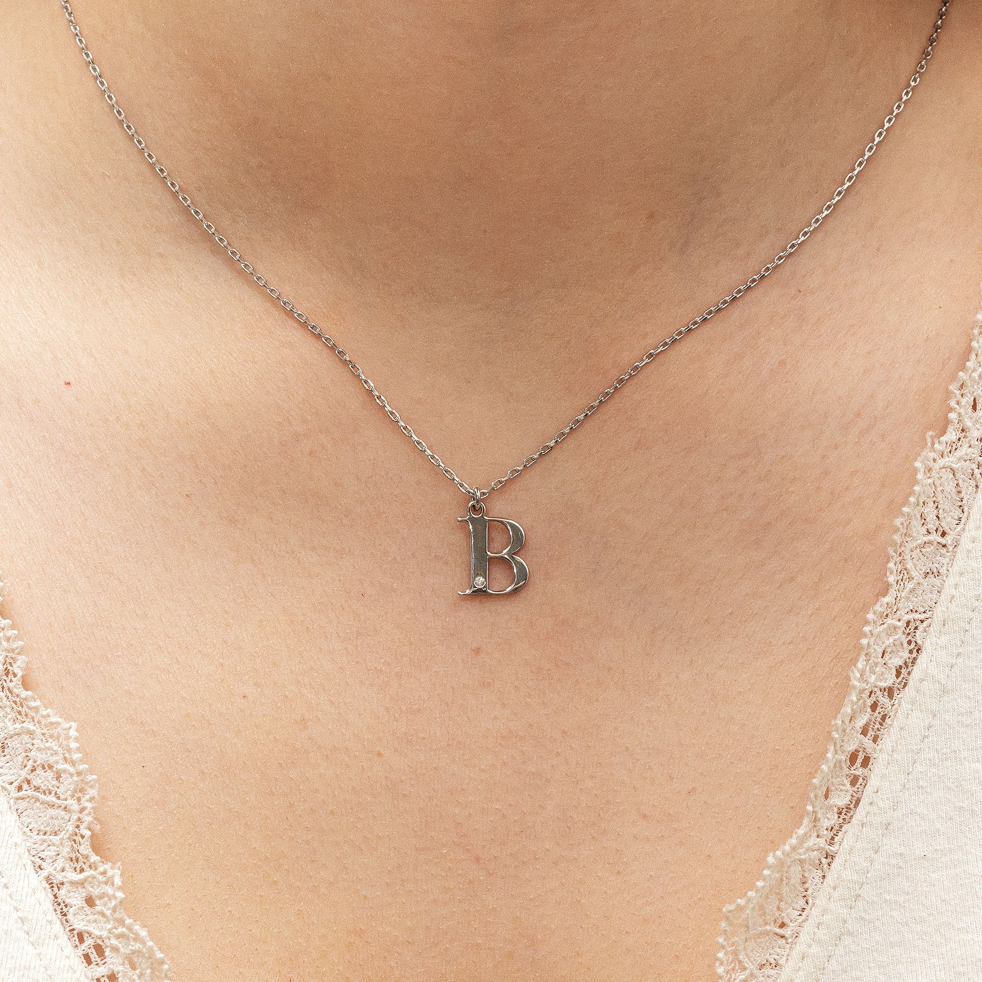 Diamonds by Ellen K. Kette mit Anhänger »Silber 925 mit 1x Diamant 0,008ct. Buchstabe B«