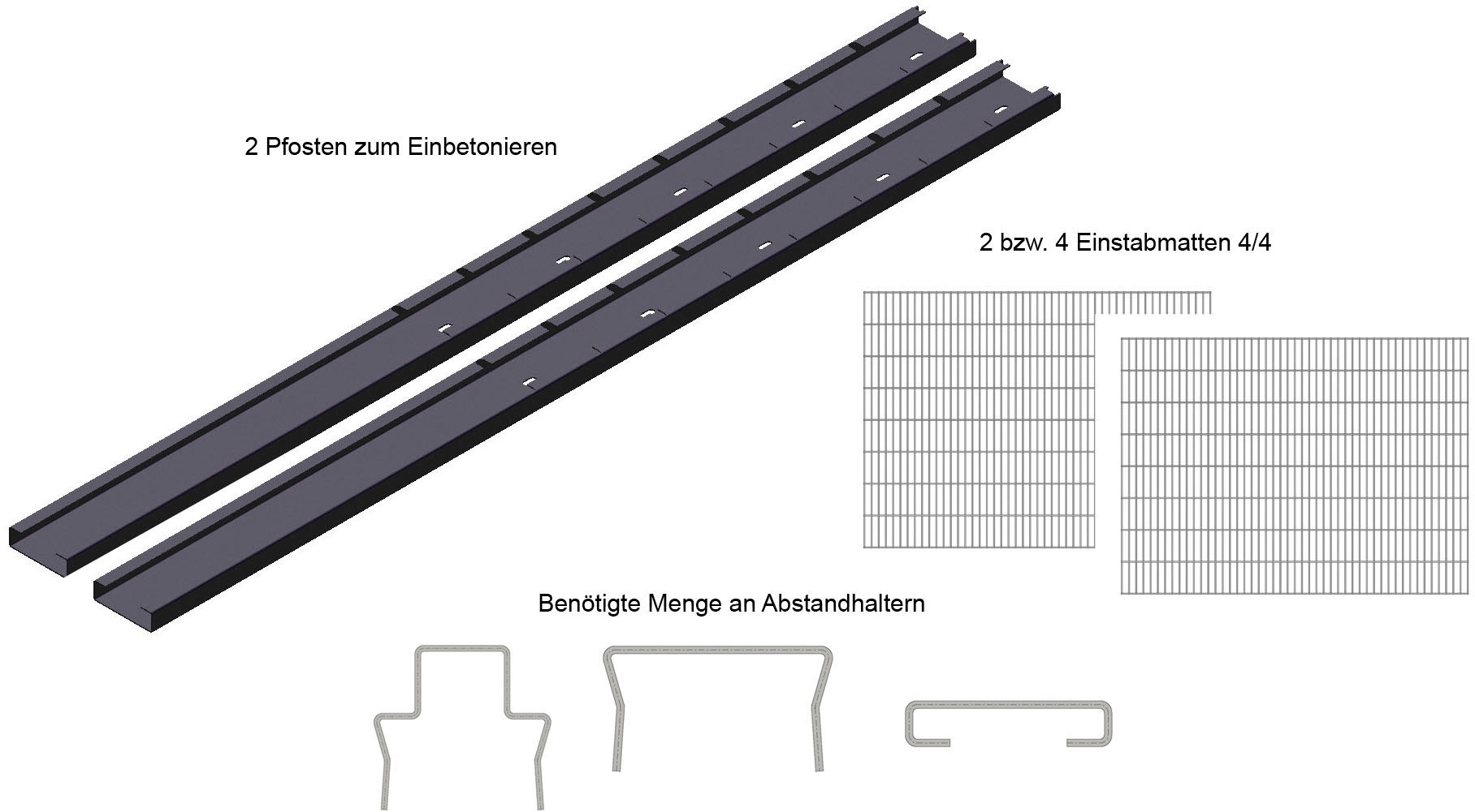 KRAUS Gabionenzaun »Gabione-100«, anthrazit, 89,1 cm hoch, 2 Elemente für 1,2 m, 2 Pfosten 154 cm