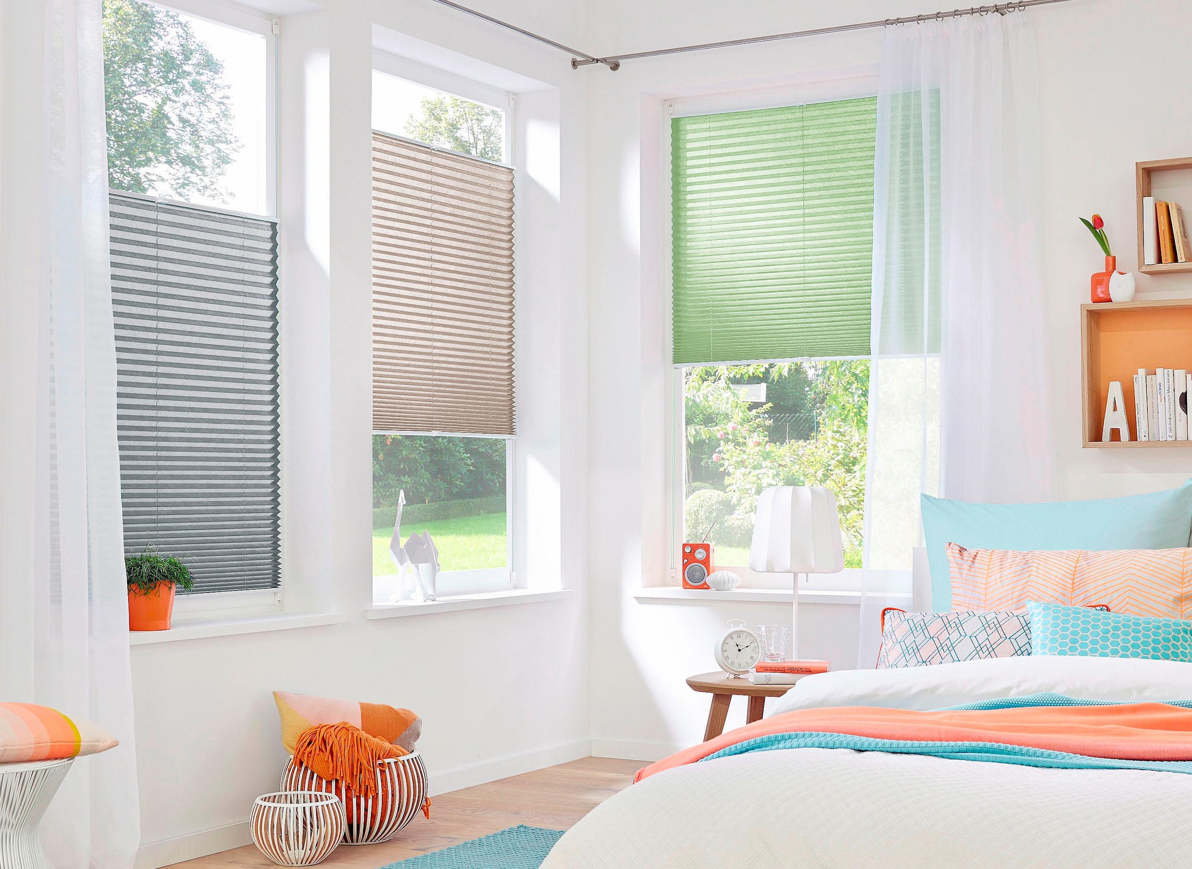 my home Plissee »DAHRA - in Crush-Optik«, Lichtschutz, ohne Bohren, verspannt, Fixmaß, Klemmträger