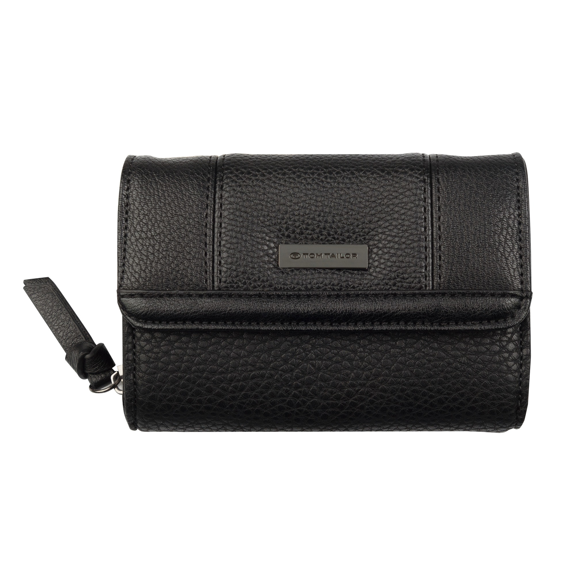 TOM TAILOR Geldbörse »Juna« aus soft genarbtem ledrigen Material mit glänzenden Metall-Accessoires Schwarz