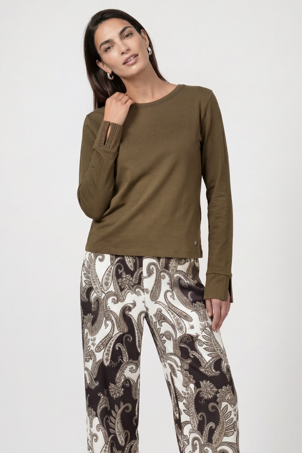 Monari Langarmshirt »Shirt Basic Schmuck« Regular fit mit Rundhalsausschnitt