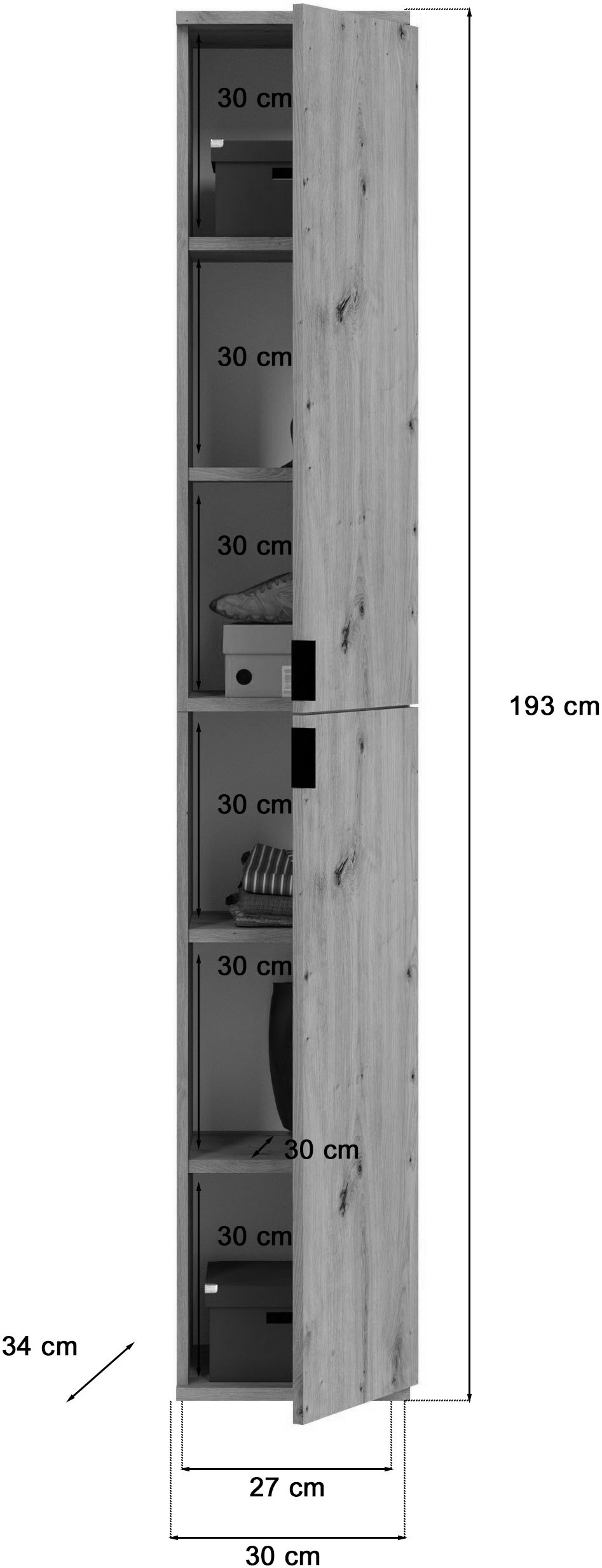 INOSIGN Garderoben-Set »Trondheim, Breite 273 cm, 6-teilig, bestehend aus:«, (Set, 5 St.), 3x Garderobenschrank, 1 Kommode, 1 Garderobenstange, 1 Ablageboden