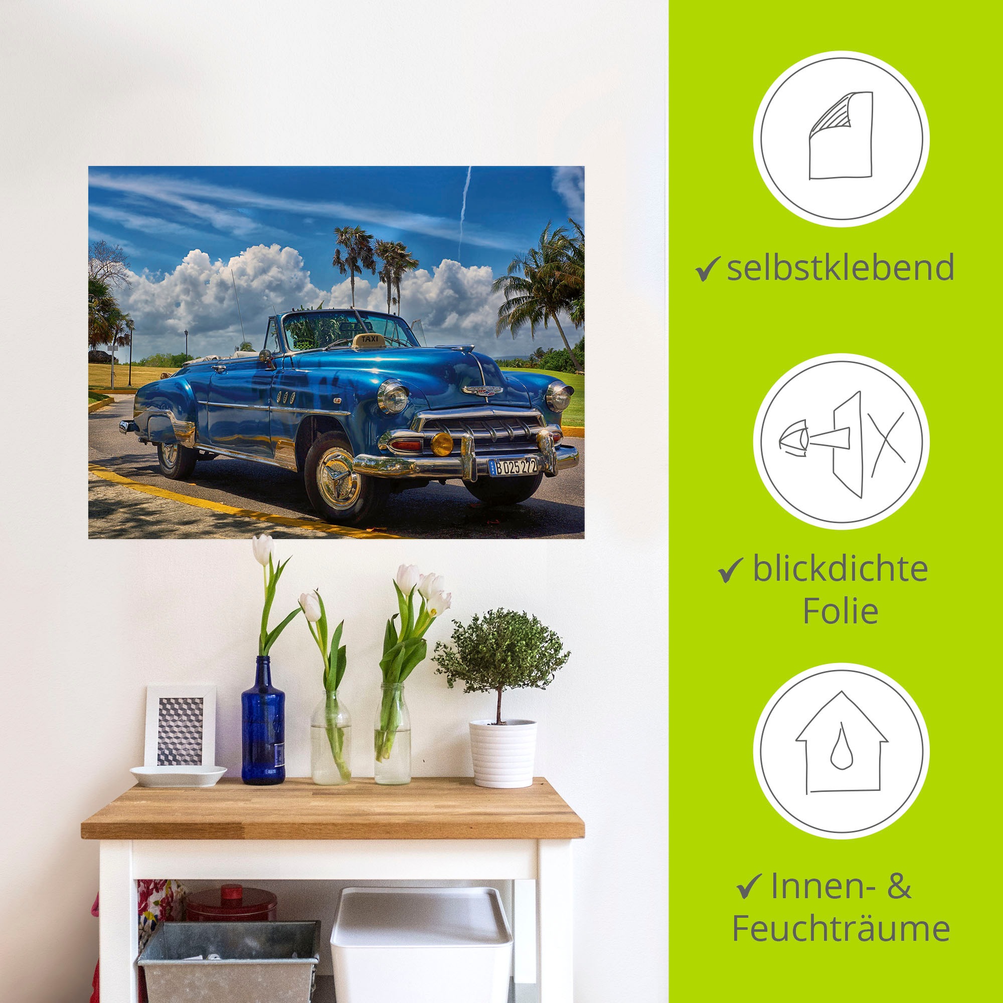 Artland Wandbild »Havanna Flair«, Auto, (1 St.), als Alubild, Outdoorbild, Leinwandbild, Poster, Wandaufkleber