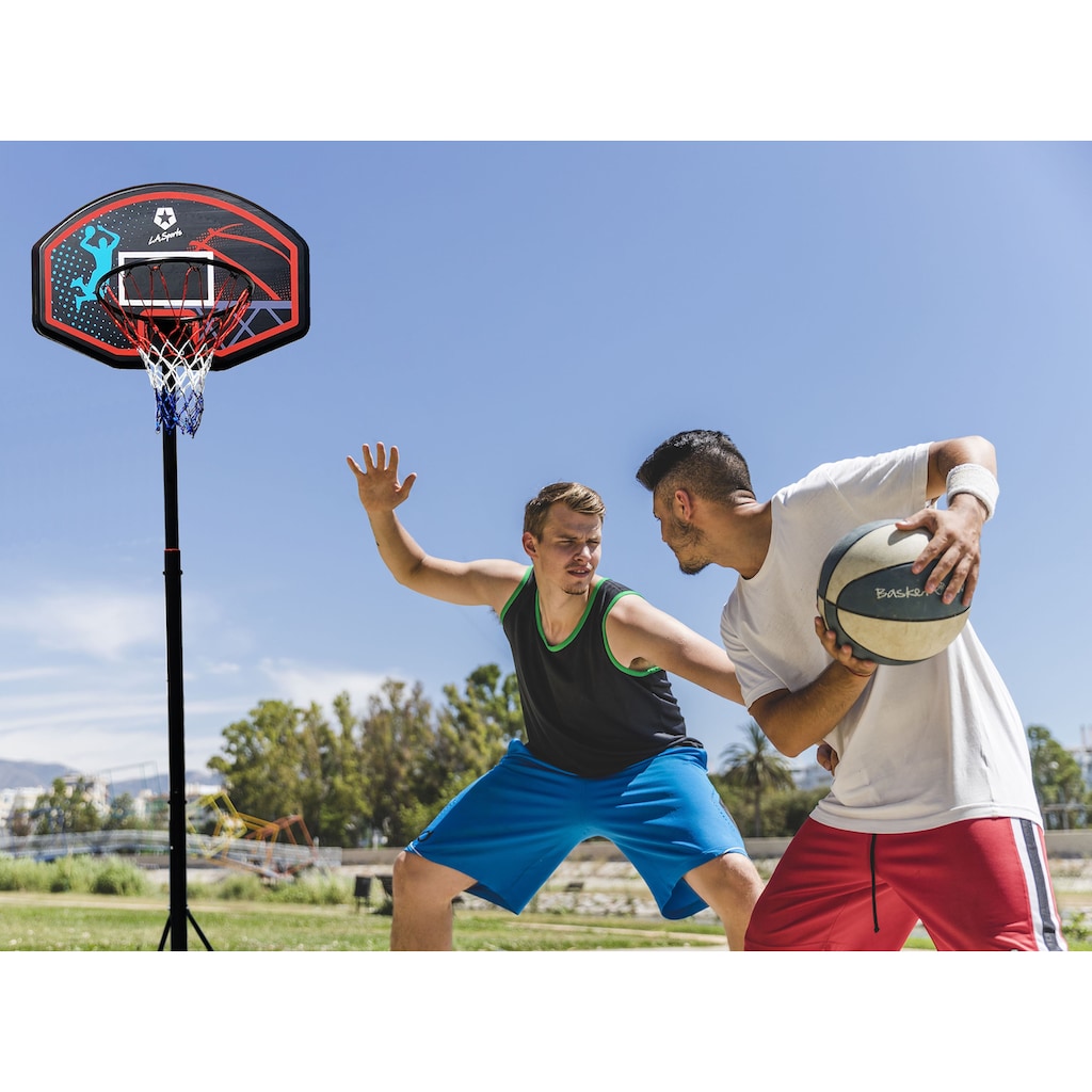 L.A. Sports Basketballkorb, (Set, 3 St., Komplett-Set mit Basketballkorb, Netz und Ständer)