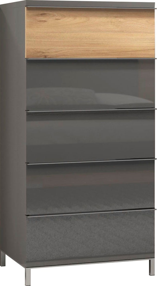 PLACES OF STYLE Highboard »Onyx, hohe Kommode mit 5 Schubladen, UV Lackieru günstig online kaufen