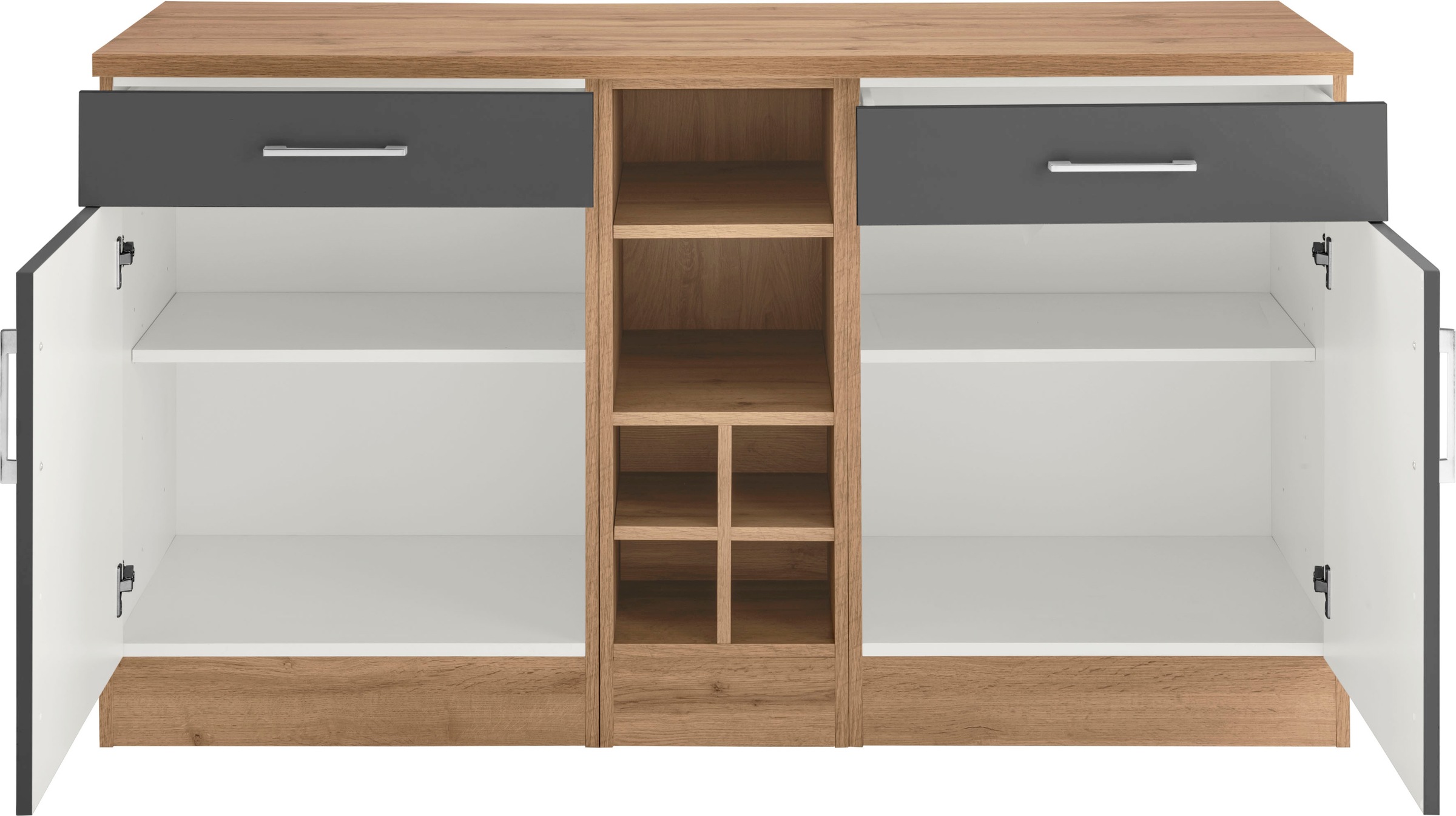 KOCHSTATION Unterschrank »KS-Colmar«, 150 cm breit, 2 Schubkästen, 2 Türen, 6 Fächer, für viel Stauraum