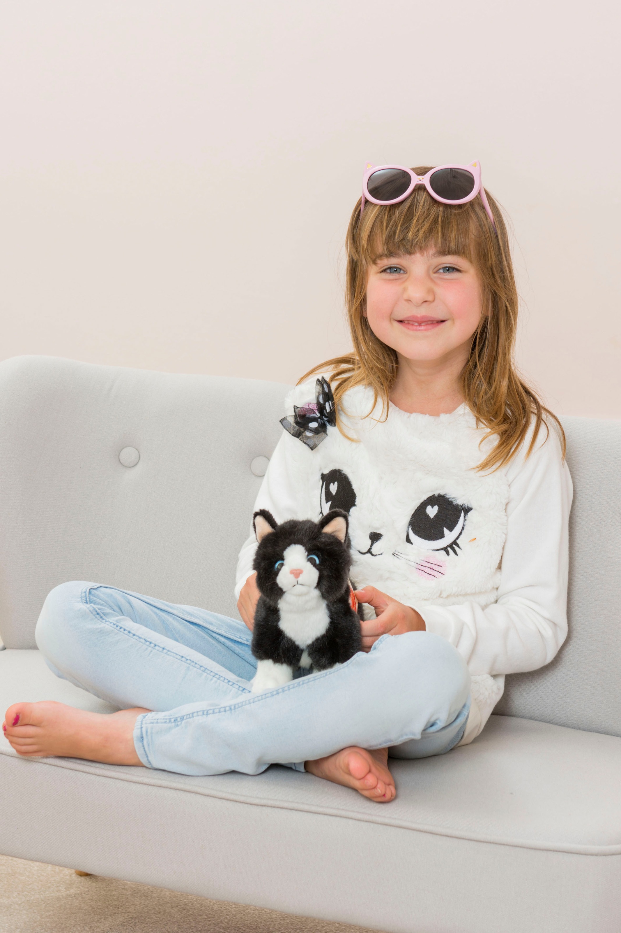 Teddy Hermann® Kuscheltier »Katze 20 cm, schwarz/weiß«, zum Teil aus recyceltem Material