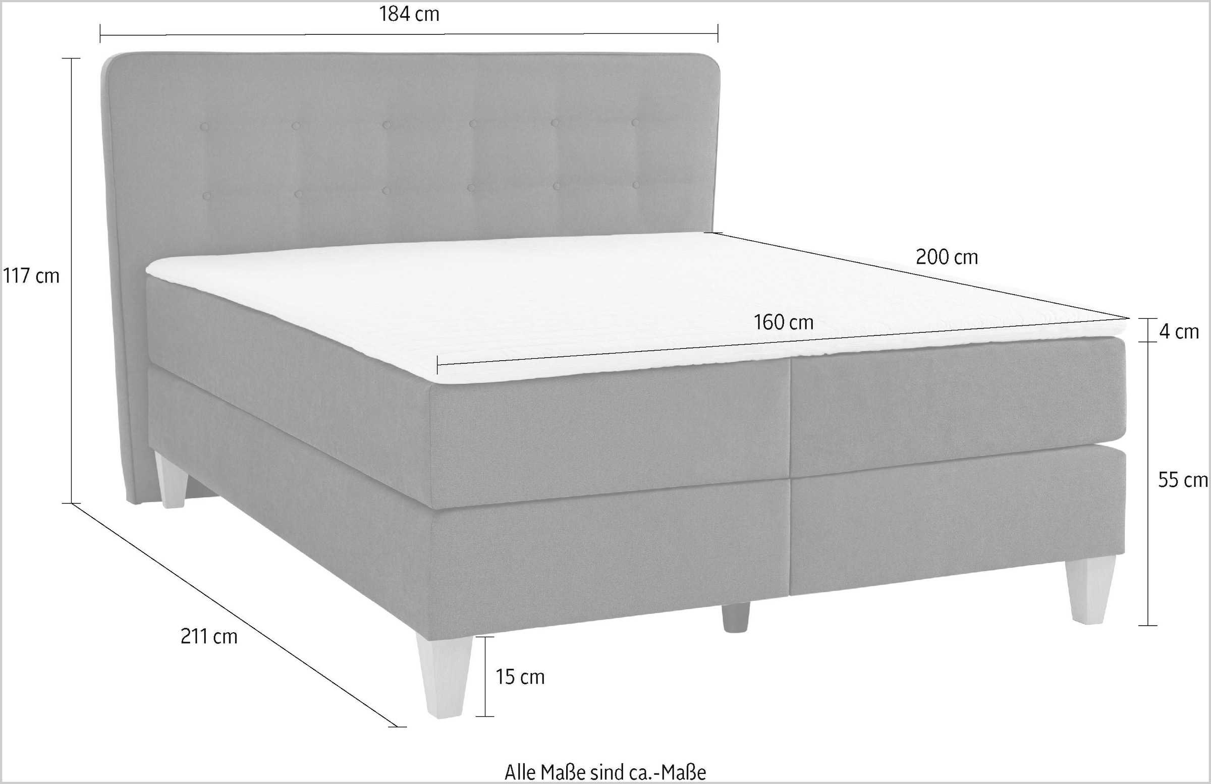 Home affaire Boxspringbett »Ascola«, incl. Topper, 5, Breiten, 3 Ausführungen, 2 Härtegrade