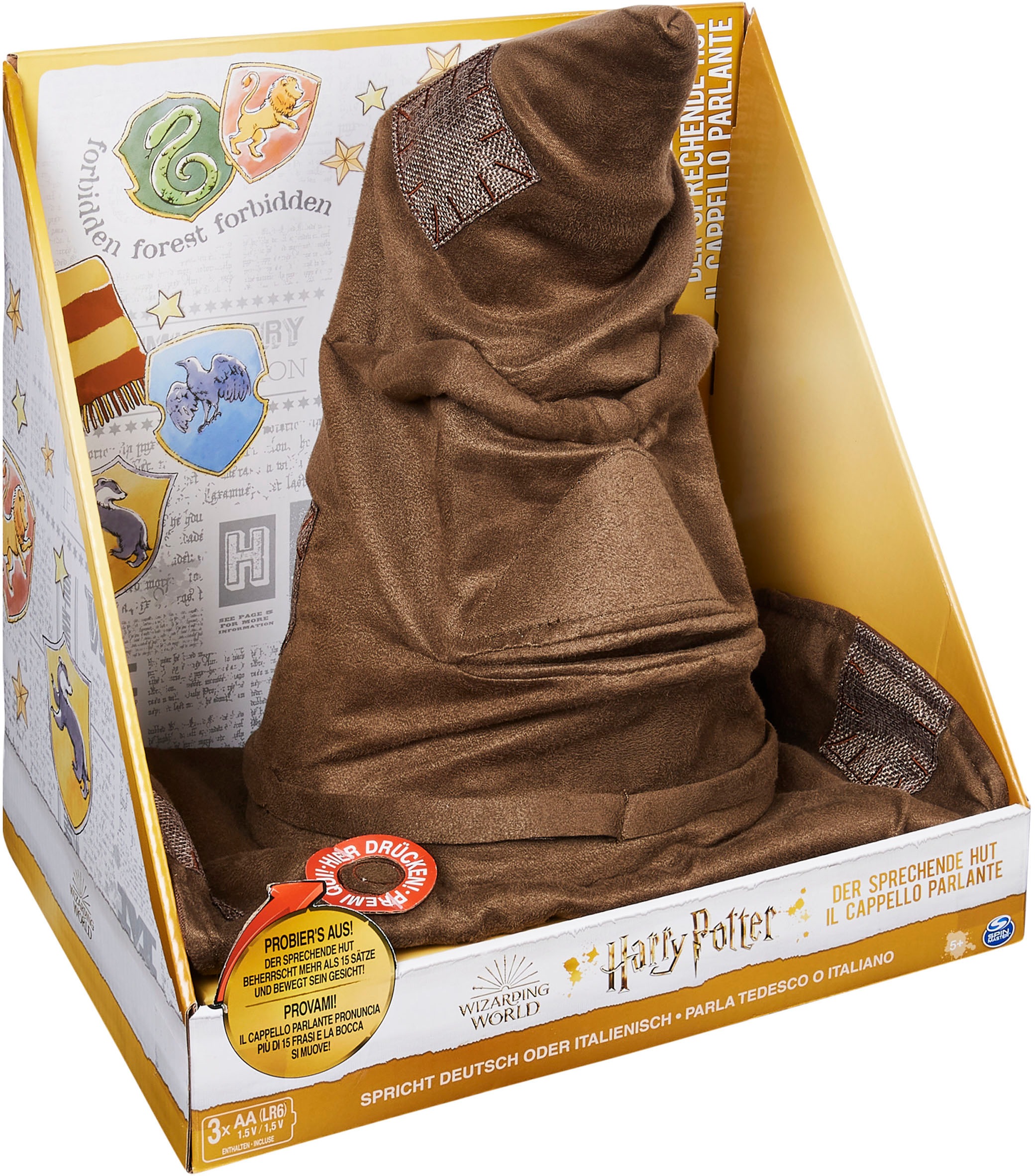 Spin Master Spielfigur »Wizarding World - Sprechender Hut (zweisprachig DE+IT)«, mit Geräuschen und Bewegungen