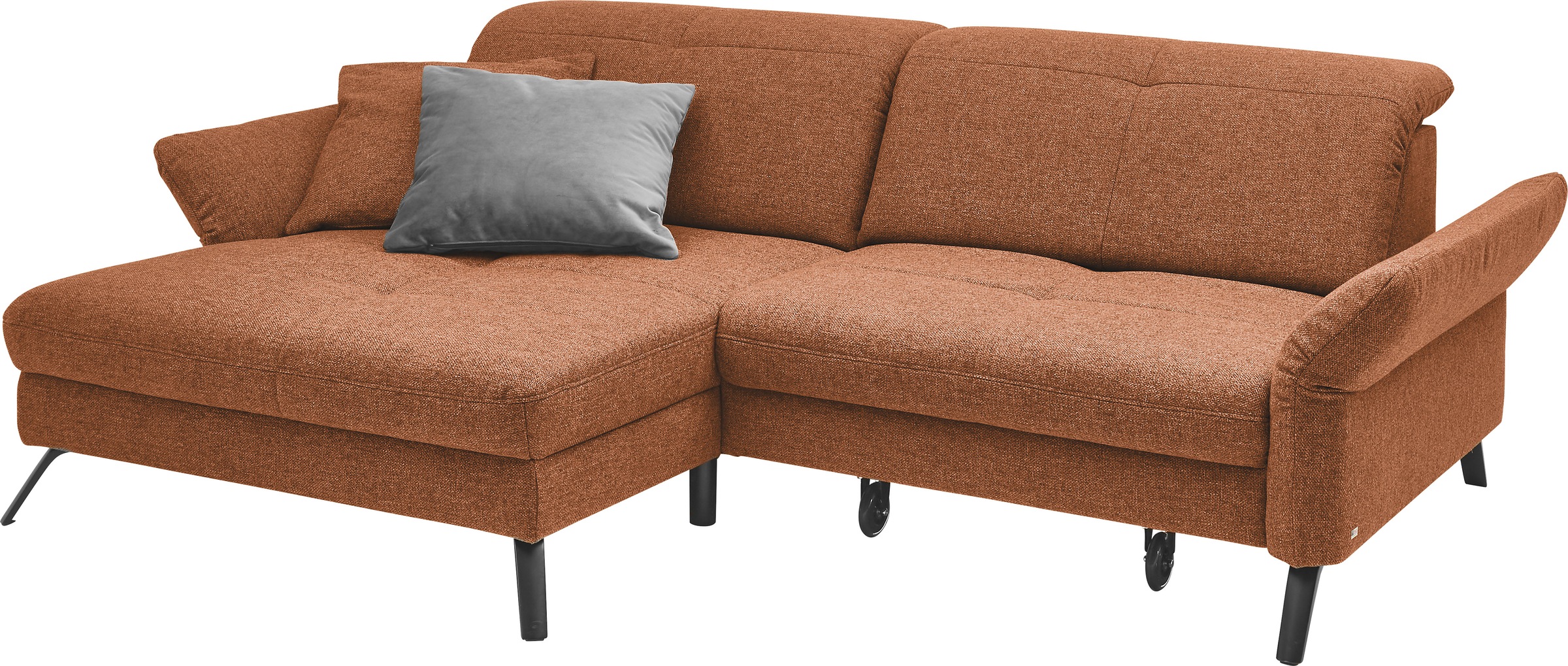 set one by Musterring Ecksofa »SO 4400 V«, wahlweise mit motorischer Bettfunktion & Kopfverstellung, Fuß schwarz