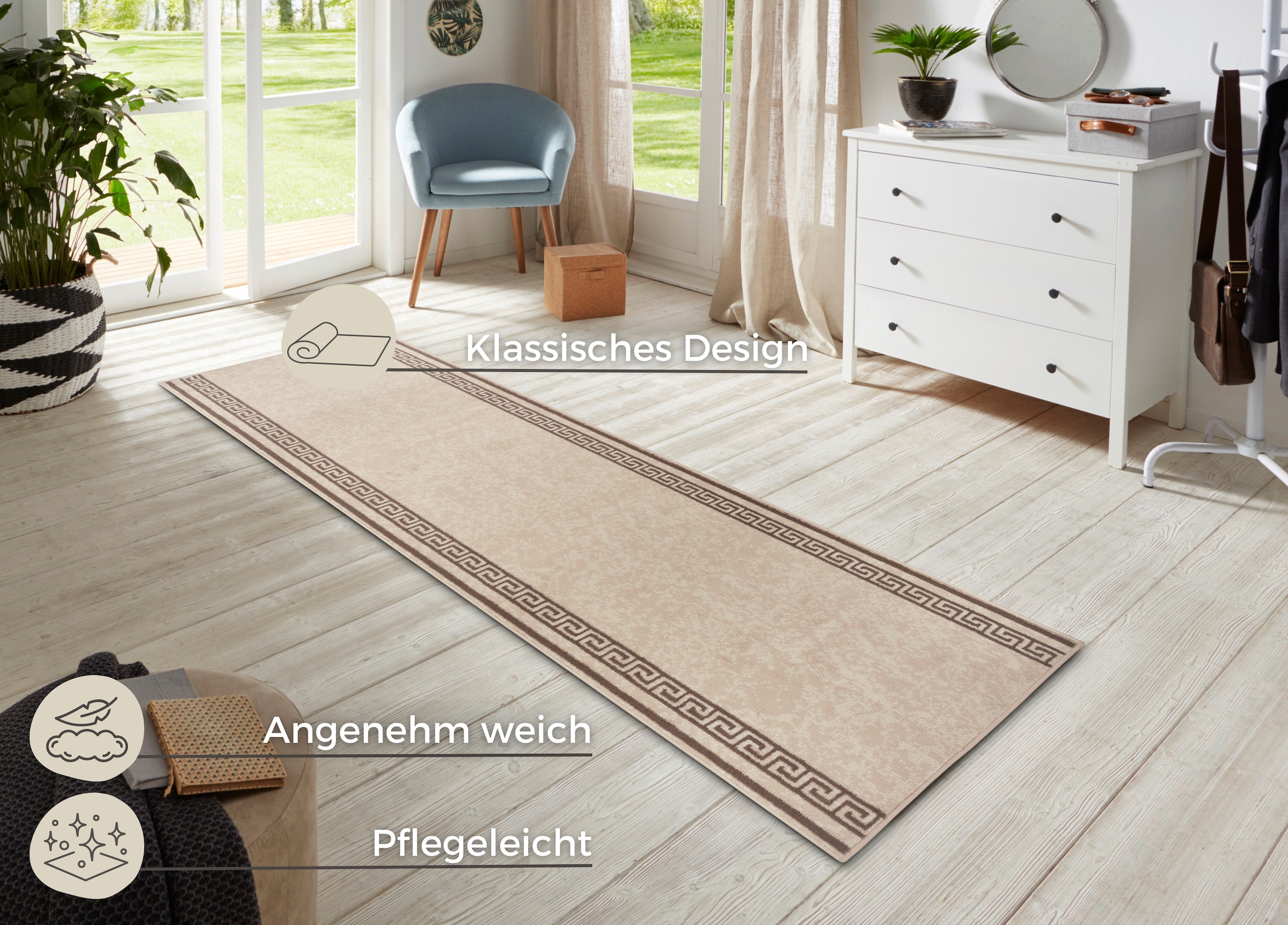 HANSE Home Läufer »Casa«, rechteckig, 9 mm Höhe, Kurzflor, Weich, Teppichläufer, Bordüre, Teppich, Küche, Flur, Muster