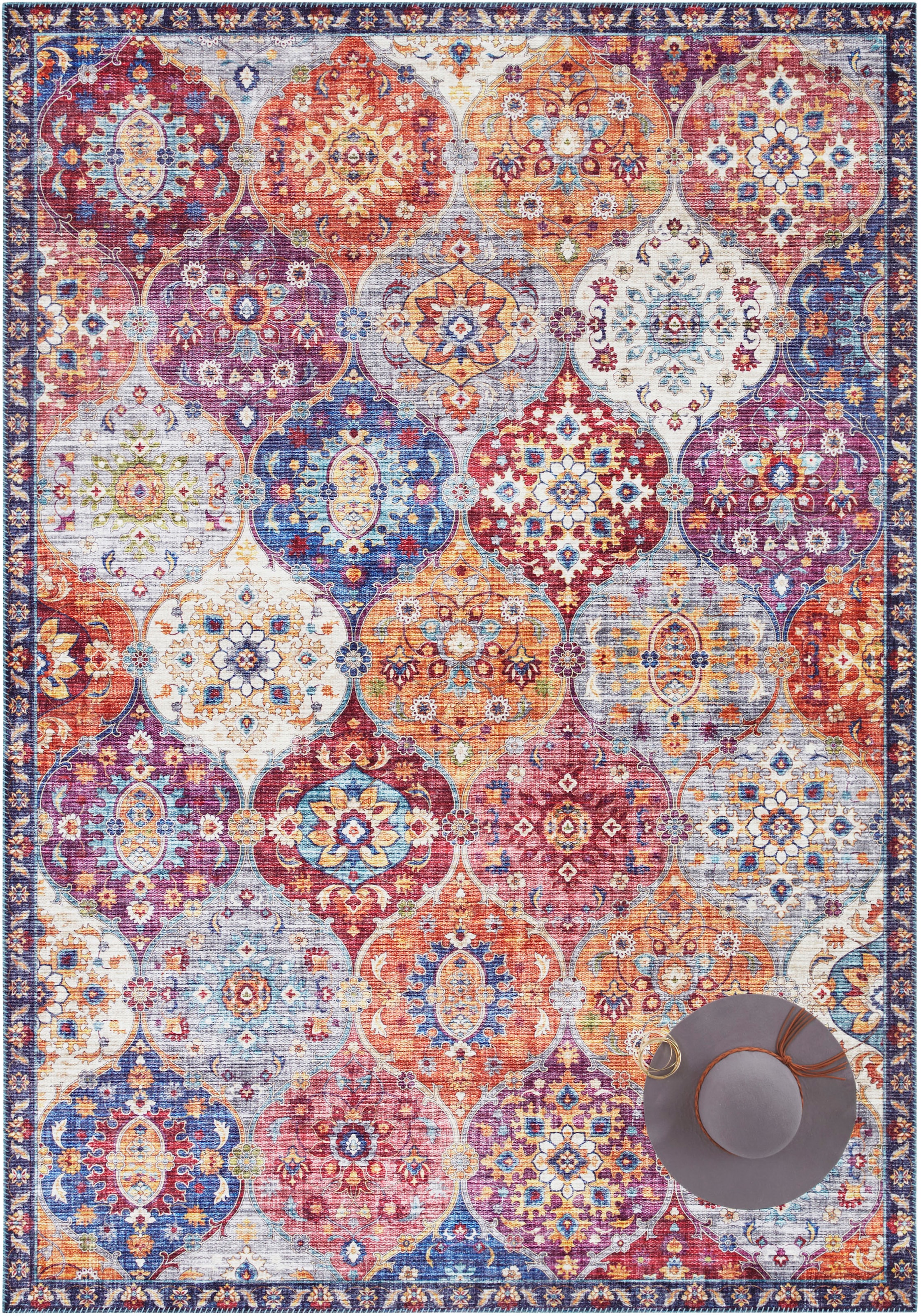 ELLE DECORATION Teppich »Kashmir Ghom«, rechteckig, 5 mm Höhe, Orientalisch, Läufer, Kurzflor, Vintage, Wohnzimmer, Schlafzimmer