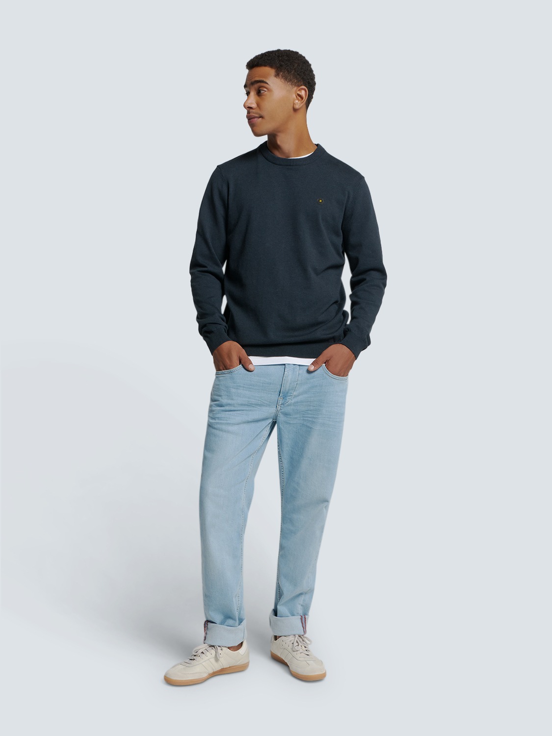 NO EXCESS Rundhalspullover »No Excess Zweifarbiger Pullover von Timeless Basics«