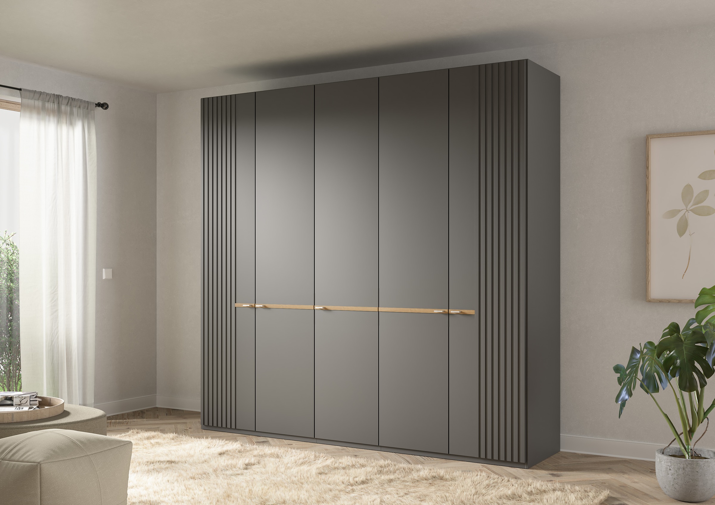 Musterring Drehtürenschrank »Isabelle«, Lamellen in Korpusfarbe, Griffe in silber, versch. Größen und Farben